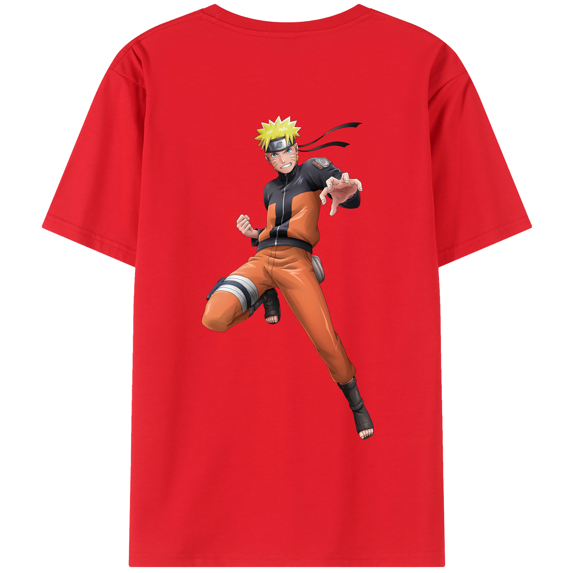 （画像用） NARUTO -ナルト- うずまき ナルト Uzumaki Naruto 綿100％ メンズ半袖Tシャツ（バックプリント） 通気性