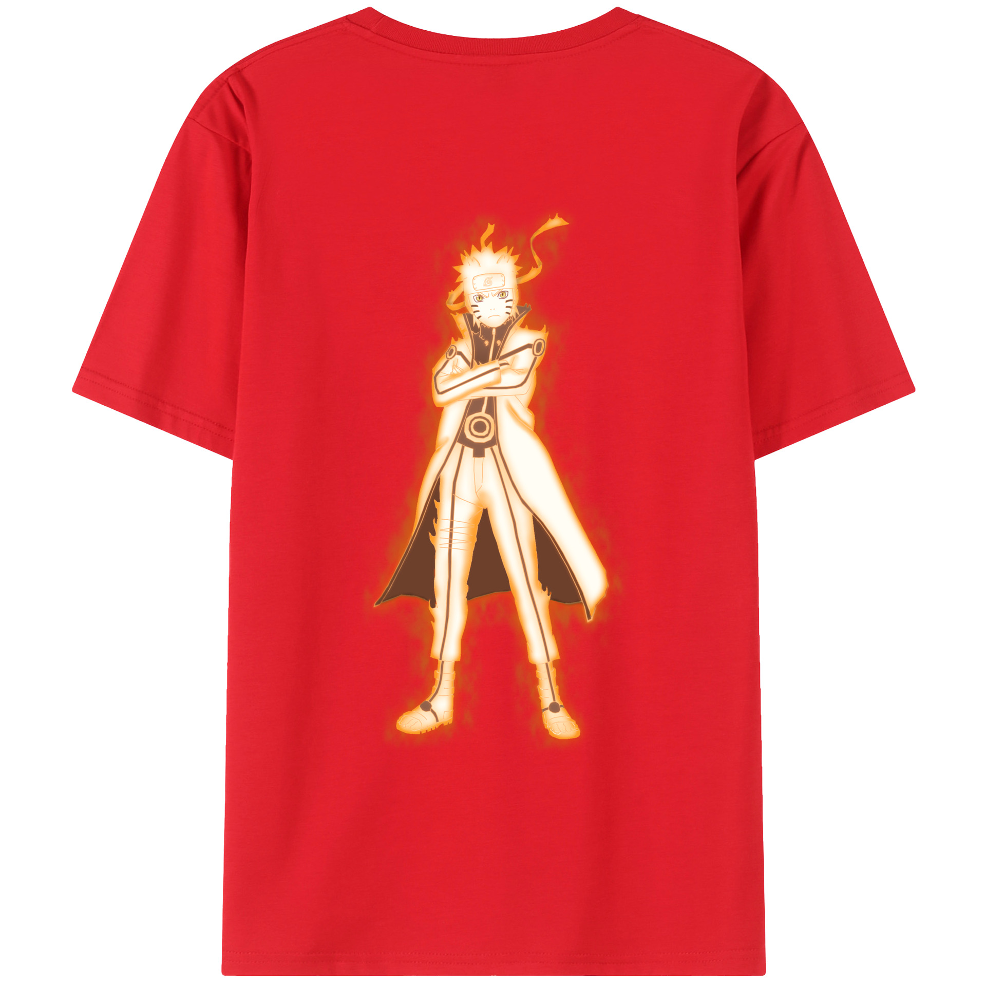 （画像用） NARUTO -ナルト- うずまき ナルト Uzumaki Naruto 綿100％ メンズ半袖Tシャツ（バックプリント） 通気性