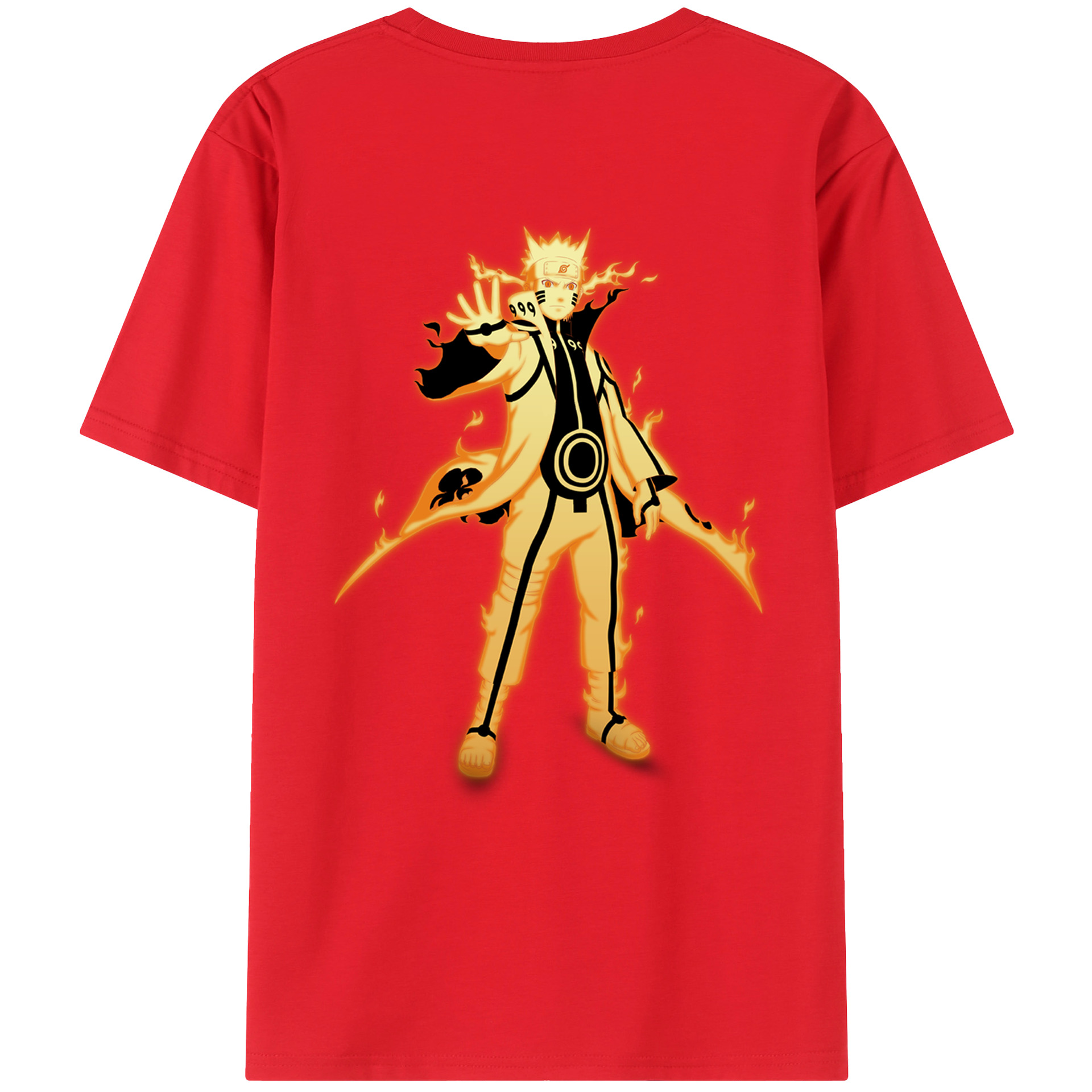 （画像用） NARUTO -ナルト- うずまき ナルト Uzumaki Naruto 綿100％ メンズ半袖Tシャツ（バックプリント） 通気性