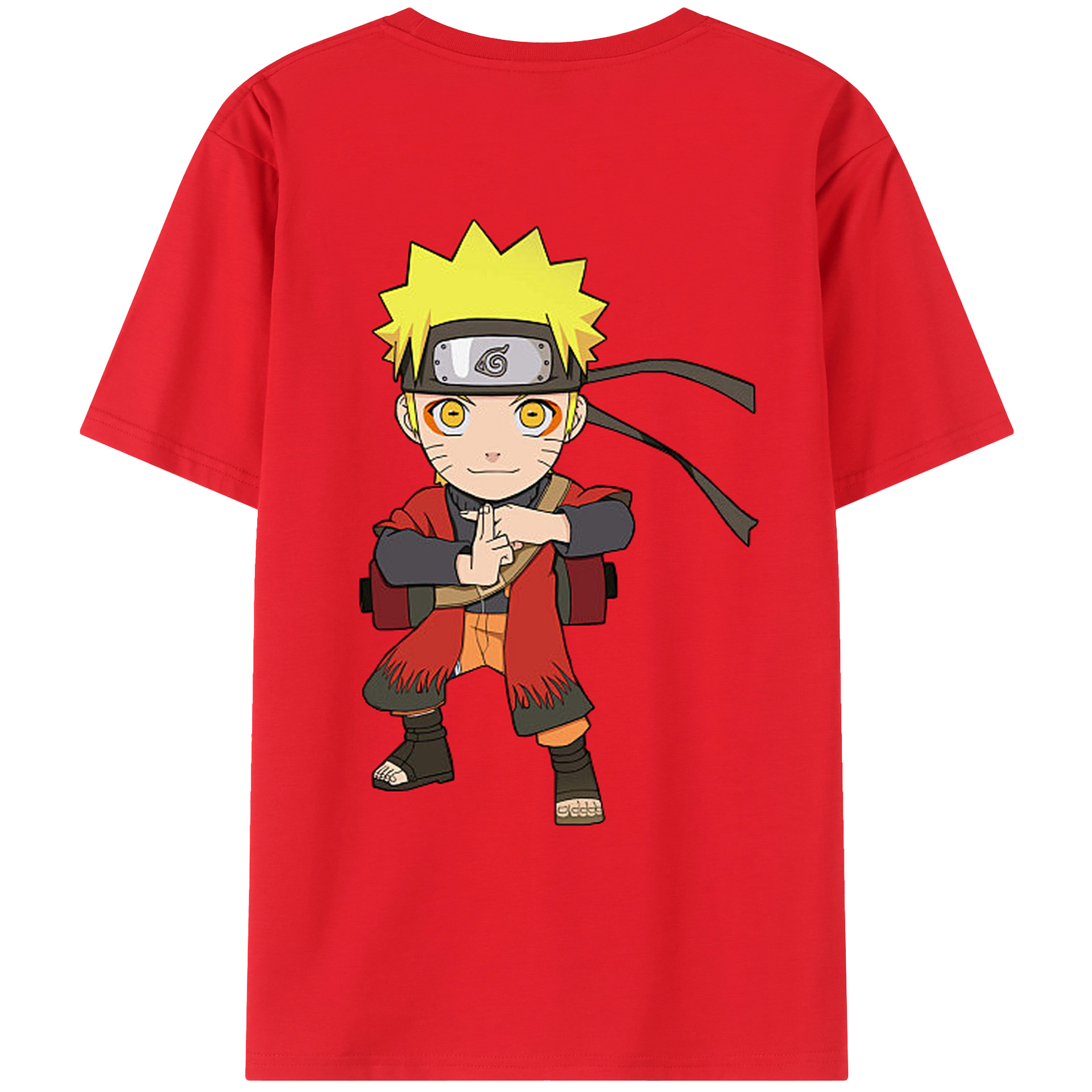 （画像用） NARUTO -ナルト- うずまき ナルト Uzumaki Naruto 綿100％ メンズ半袖Tシャツ（バックプリント） 通気性
