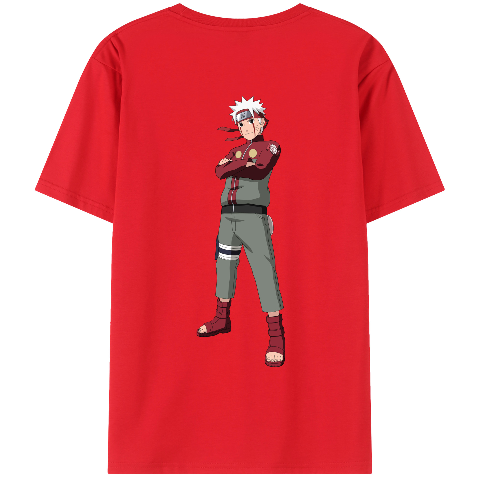 （画像用） NARUTO -ナルト- うずまき ナルト Uzumaki Naruto 綿100％ メンズ半袖Tシャツ（バックプリント） 通気性