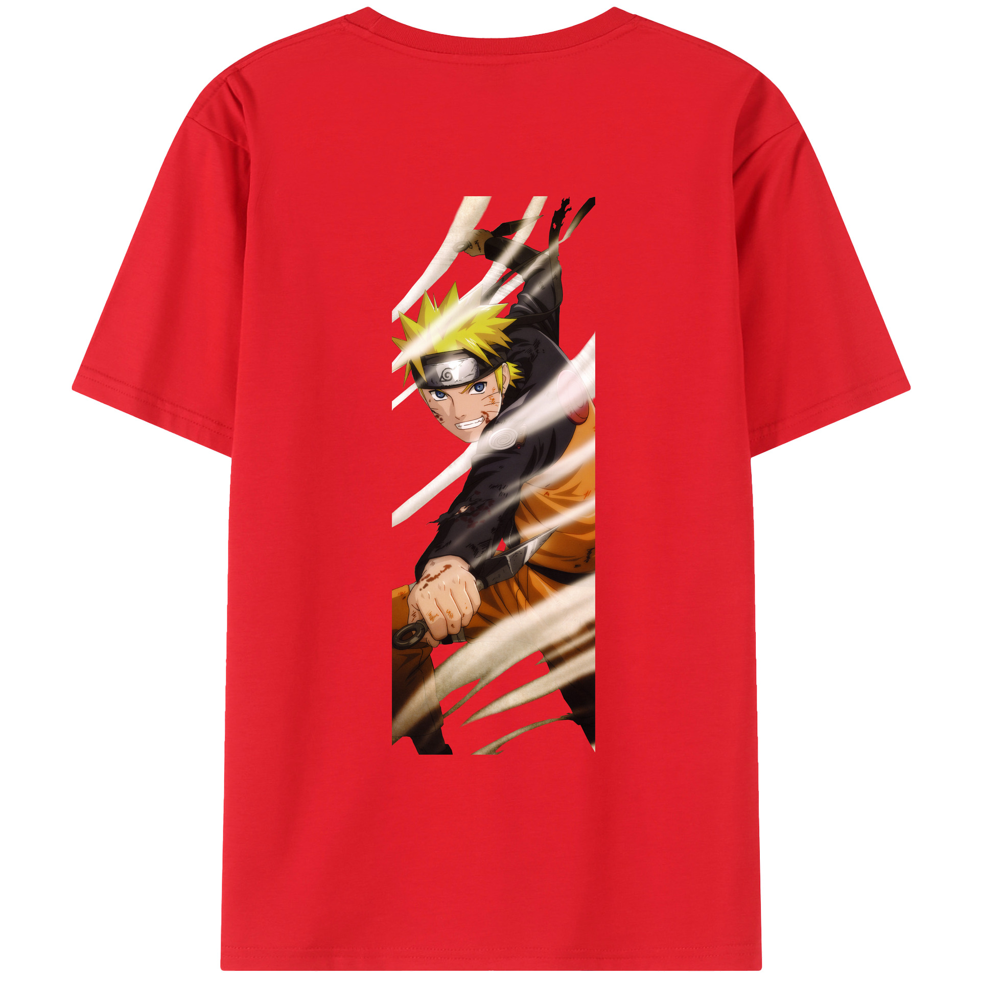 （画像用） NARUTO -ナルト- うずまき ナルト Uzumaki Naruto 綿100％ メンズ半袖Tシャツ（バックプリント） 通気性
