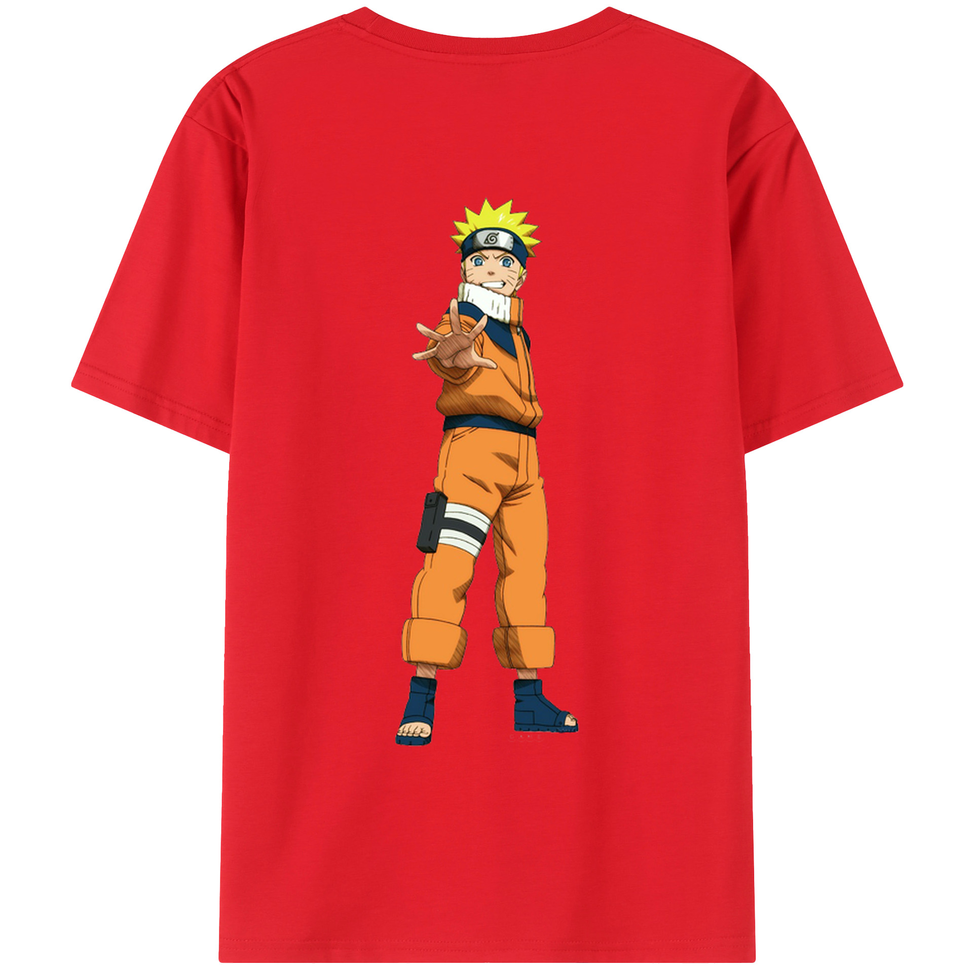 （画像用） NARUTO -ナルト- うずまき ナルト Uzumaki Naruto 綿100％ メンズ半袖Tシャツ（バックプリント） 通気性
