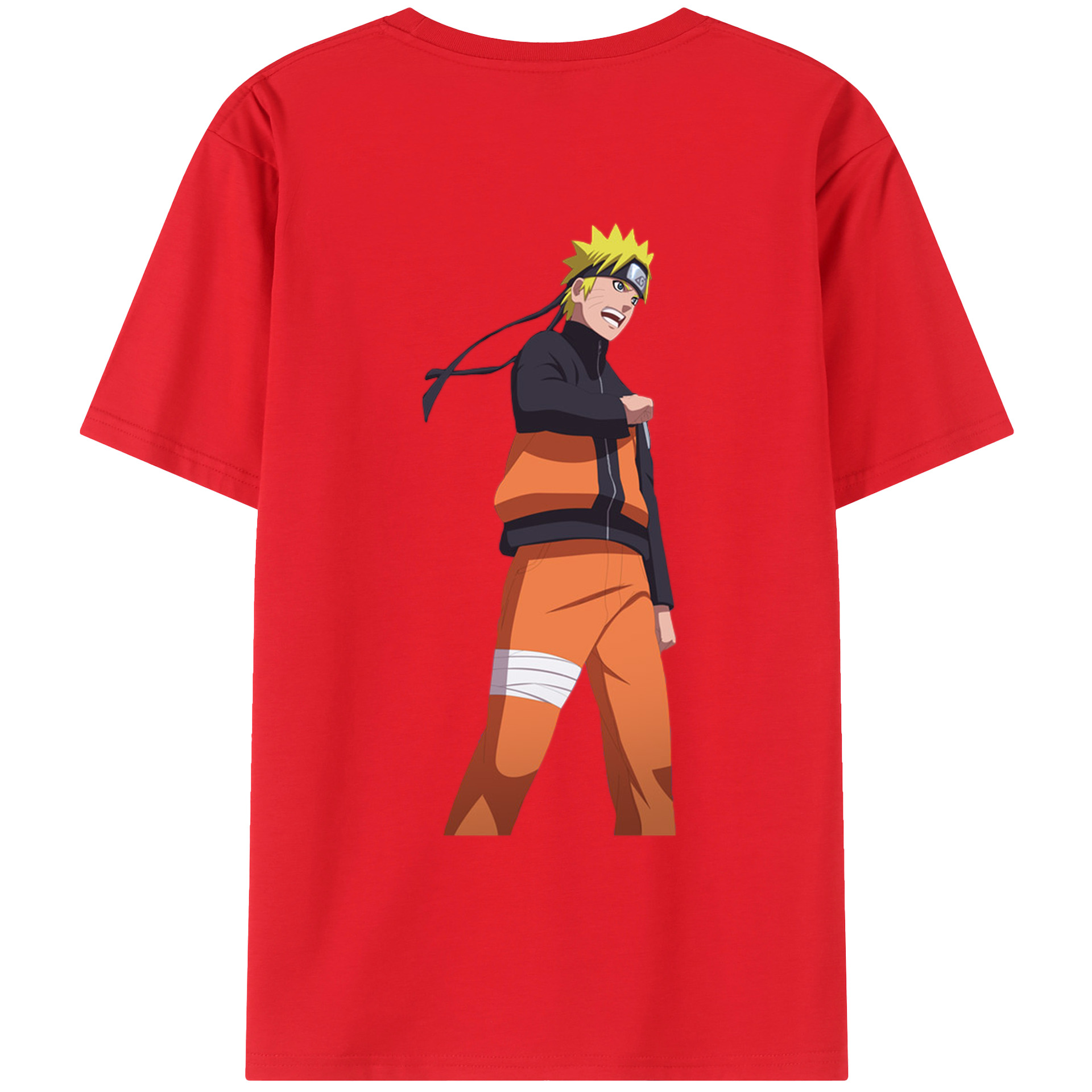 （画像用） NARUTO -ナルト- うずまき ナルト Uzumaki Naruto 綿100％ メンズ半袖Tシャツ（バックプリント） 通気性