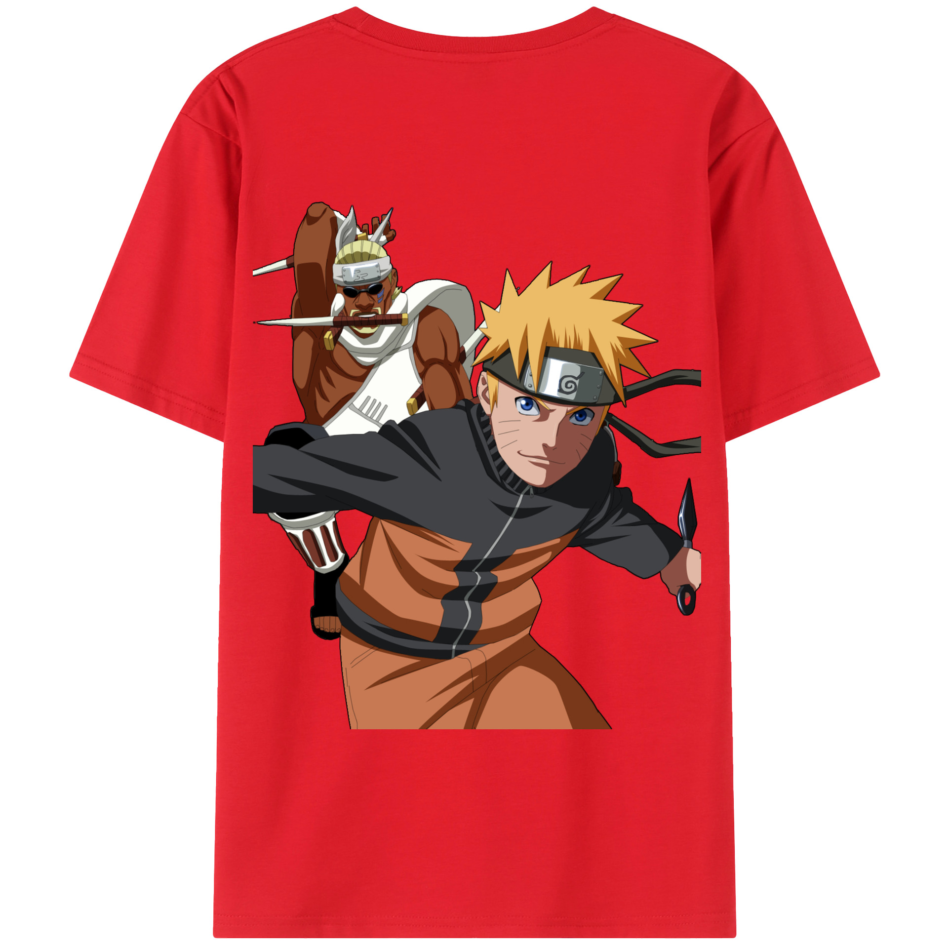 （画像用） NARUTO -ナルト- うずまき ナルト Uzumaki Naruto 綿100％ メンズ半袖Tシャツ（バックプリント） 通気性