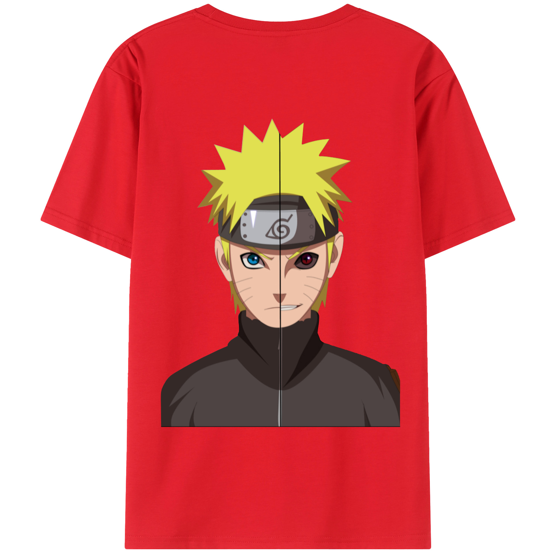 （画像用） NARUTO -ナルト- うずまき ナルト Uzumaki Naruto 綿100％ メンズ半袖Tシャツ（バックプリント） 通気性