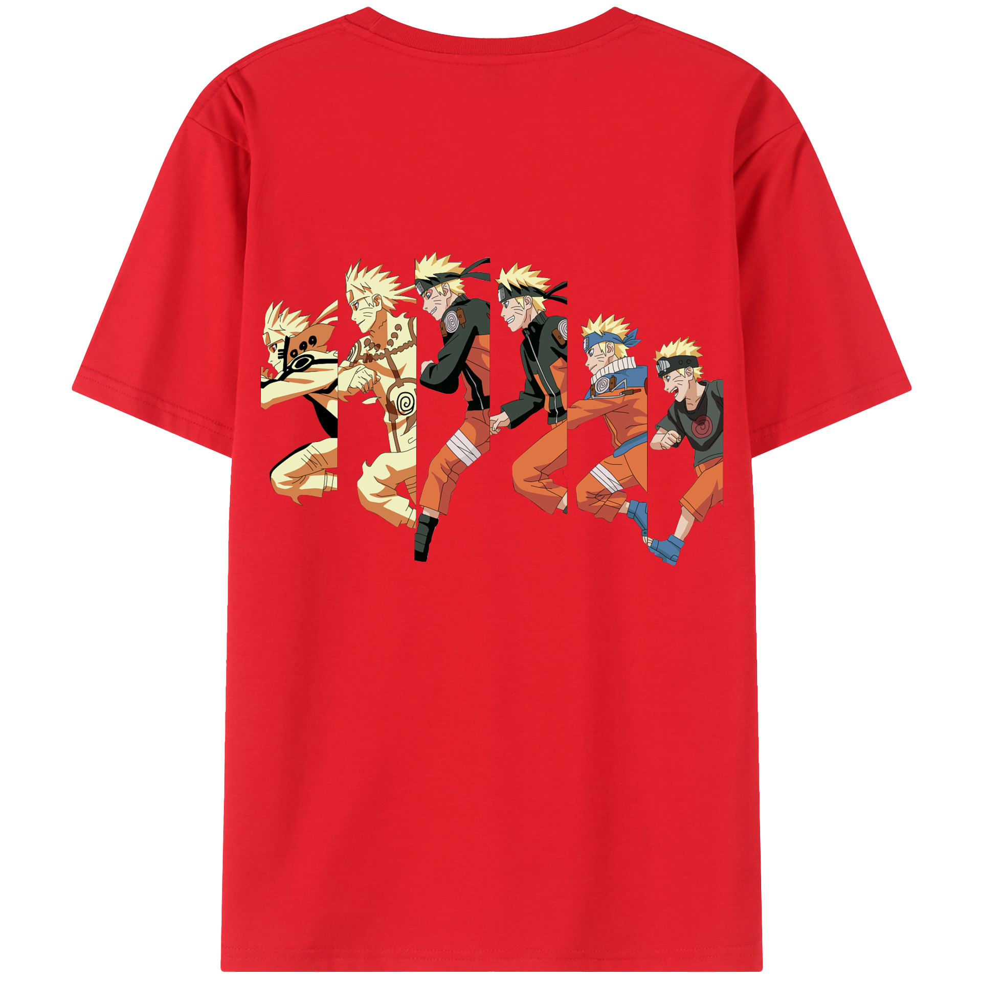 （画像用） NARUTO -ナルト- うずまき ナルト Uzumaki Naruto 綿100％ メンズ半袖Tシャツ（バックプリント） 通気性