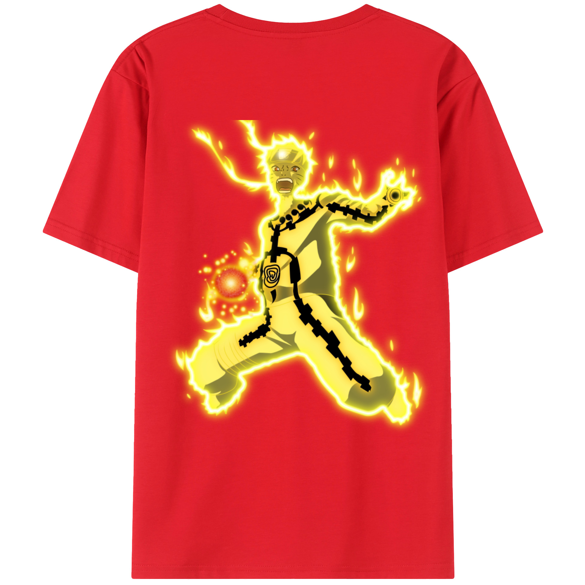 （画像用） NARUTO -ナルト- うずまき ナルト Uzumaki Naruto 綿100％ メンズ半袖Tシャツ（バックプリント） 通気性