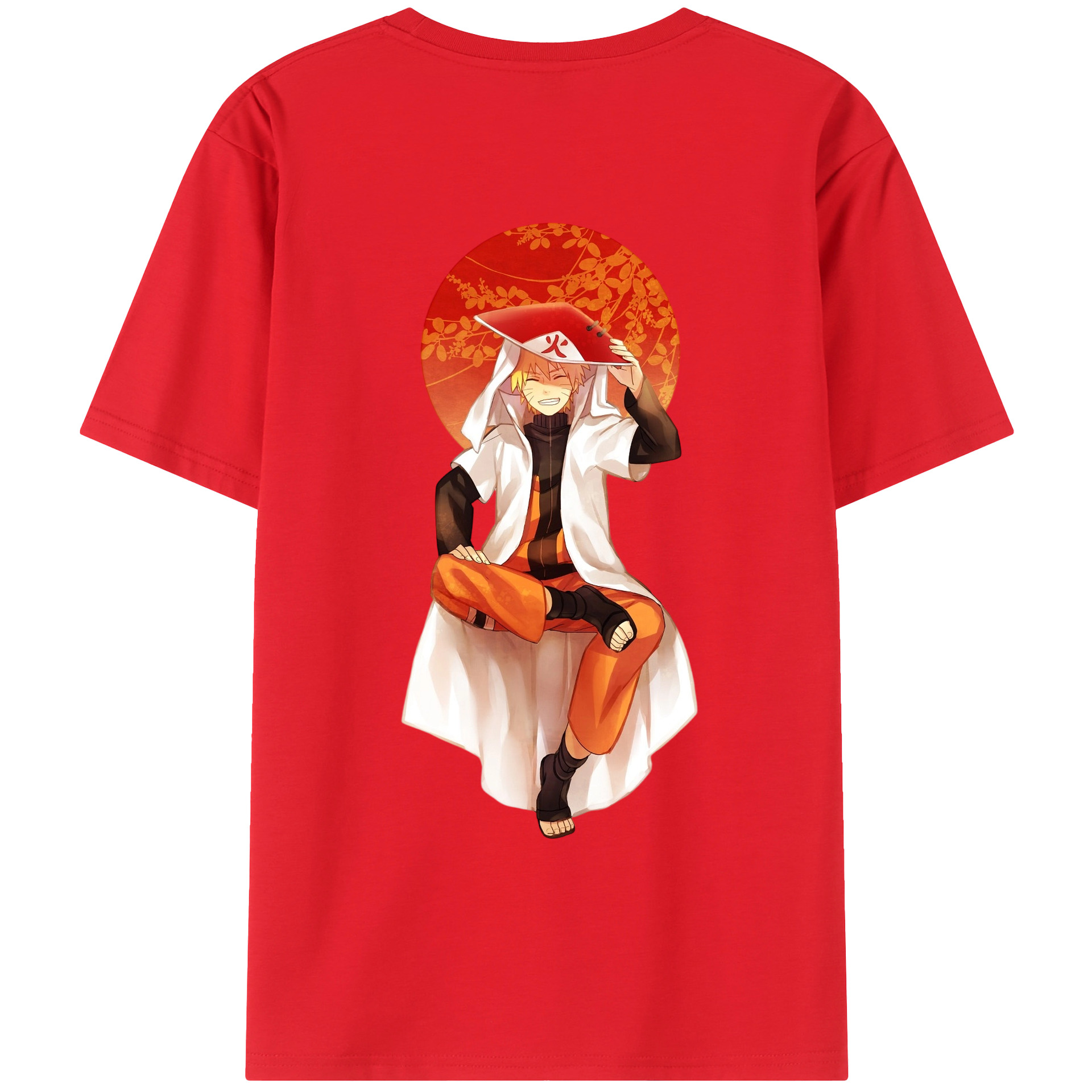 （画像用） NARUTO -ナルト- うずまき ナルト Uzumaki Naruto 綿100％ メンズ半袖Tシャツ（バックプリント） 通気性