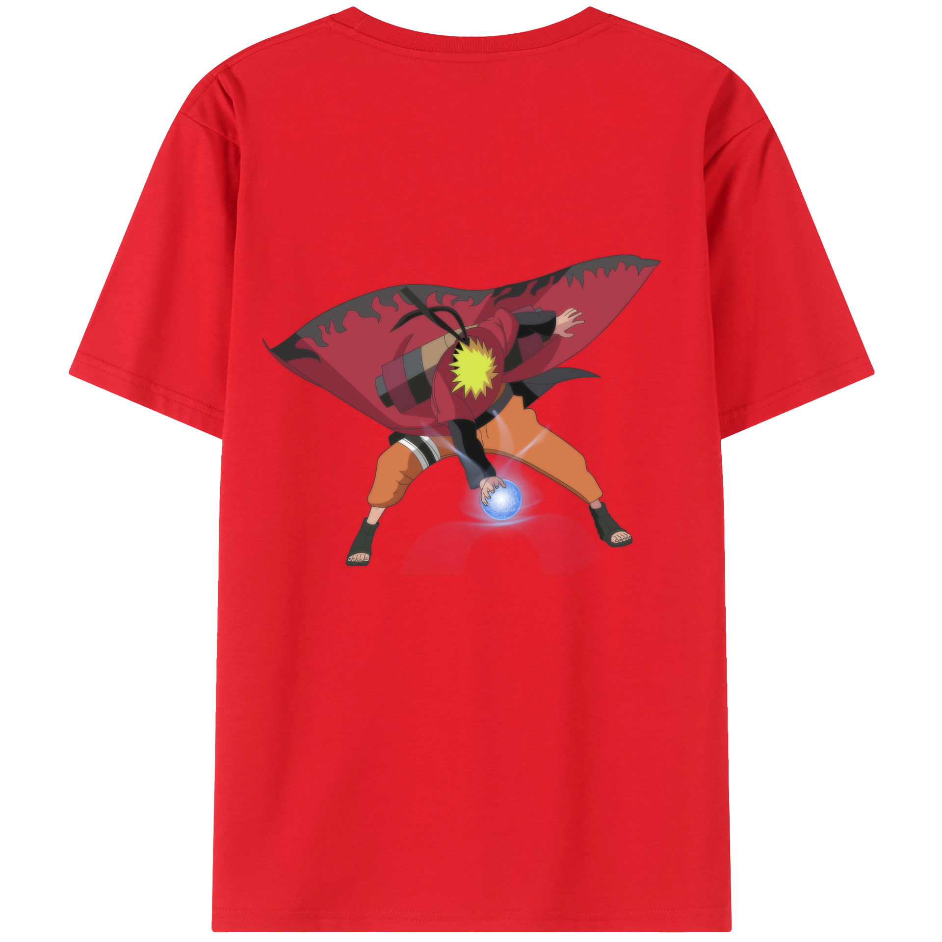 （画像用） NARUTO -ナルト- うずまき ナルト Uzumaki Naruto 綿100％ メンズ半袖Tシャツ（バックプリント） 通気性