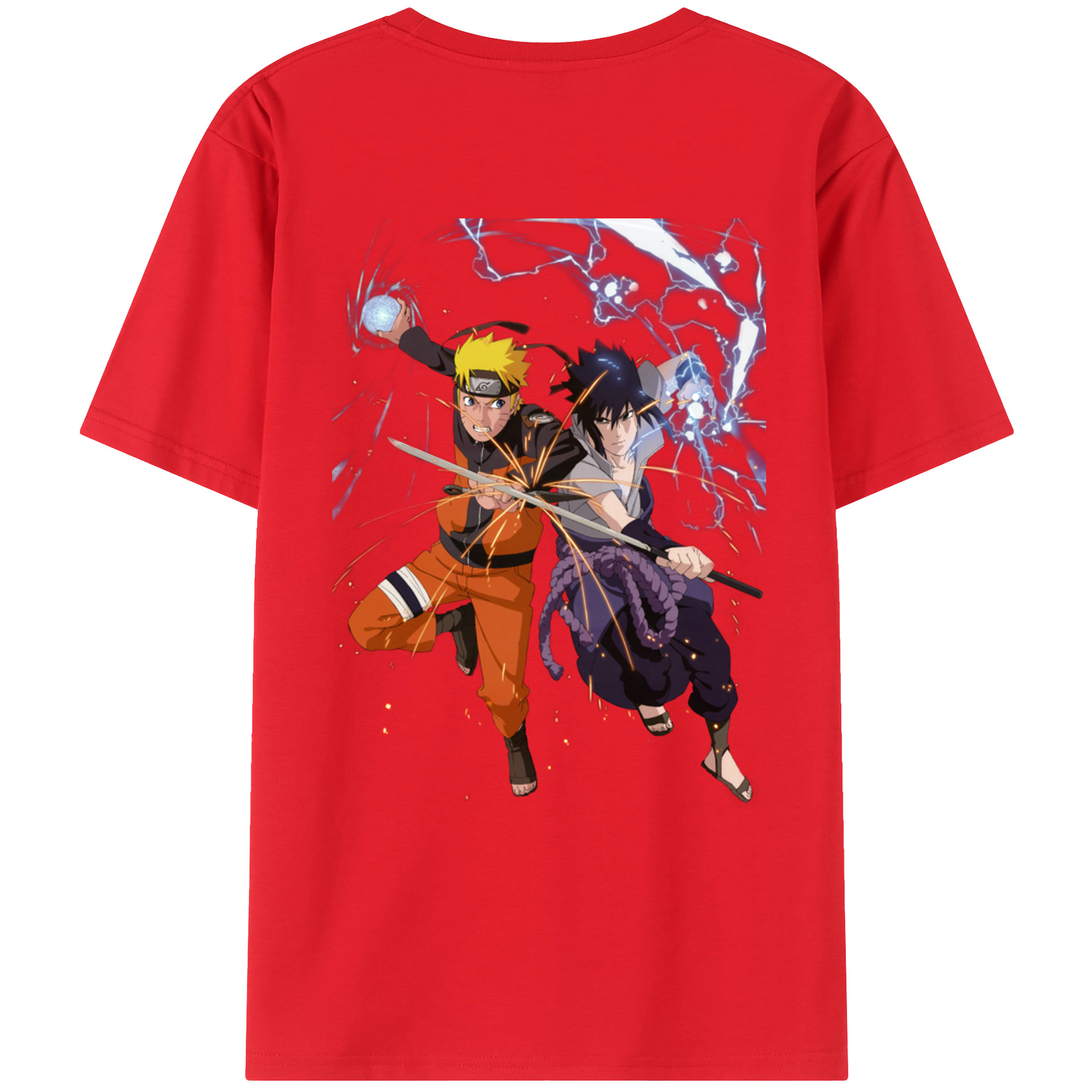 （画像用） NARUTO -ナルト- うずまき ナルト Uzumaki Naruto 綿100％ メンズ半袖Tシャツ（バックプリント） 通気性