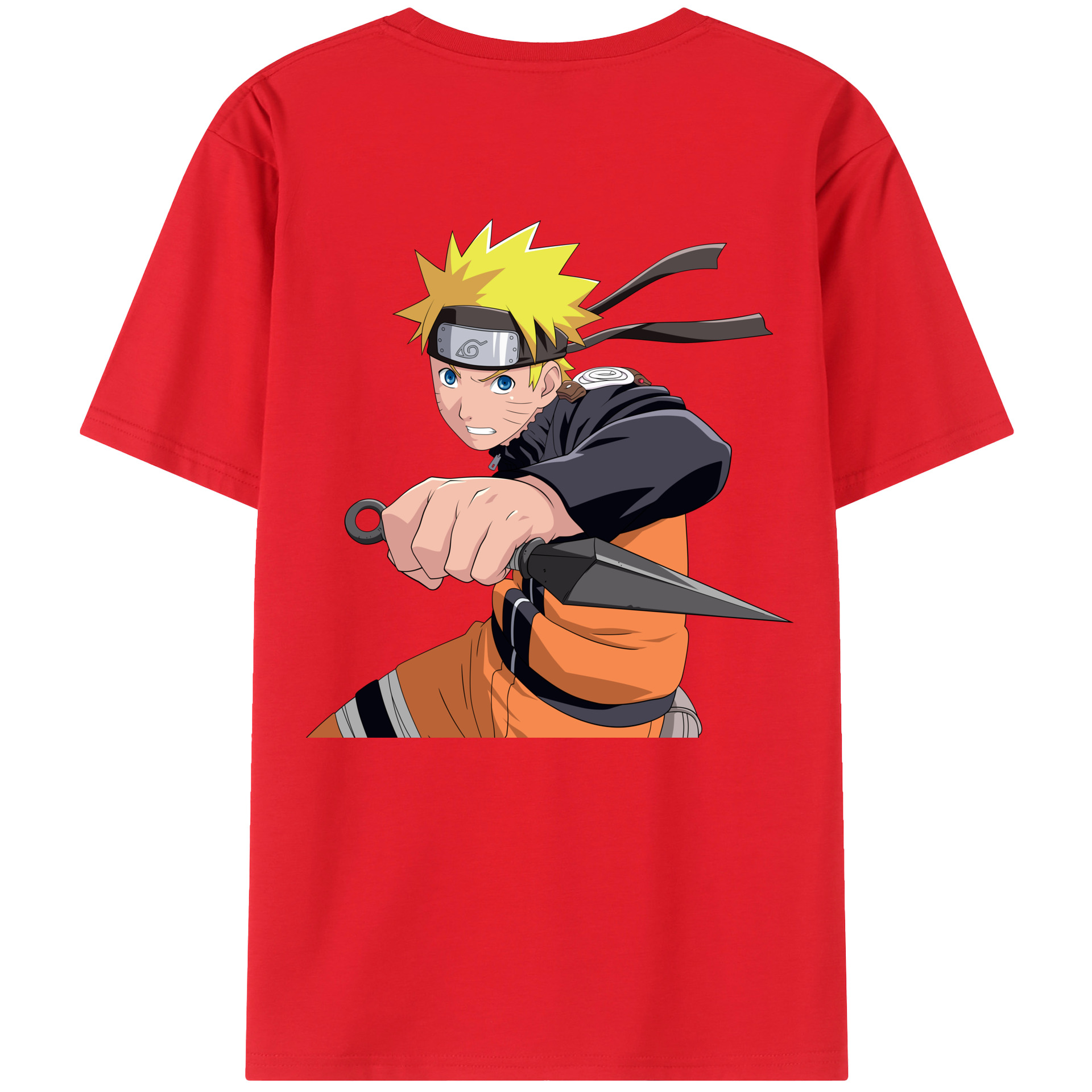 （画像用） NARUTO -ナルト- うずまき ナルト Uzumaki Naruto 綿100％ メンズ半袖Tシャツ（バックプリント） 通気性