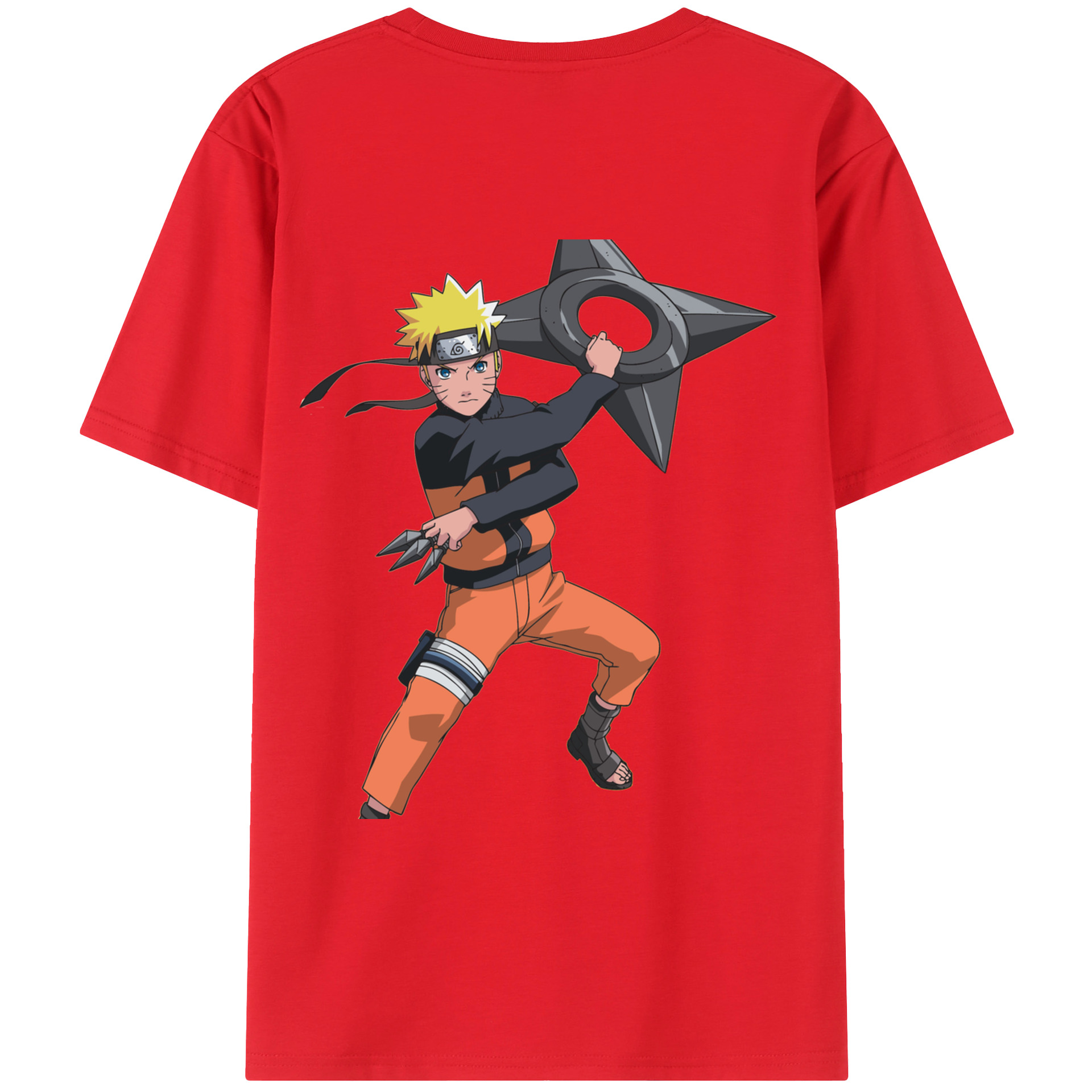 （画像用） NARUTO -ナルト- うずまき ナルト Uzumaki Naruto 綿100％ メンズ半袖Tシャツ（バックプリント） 通気性