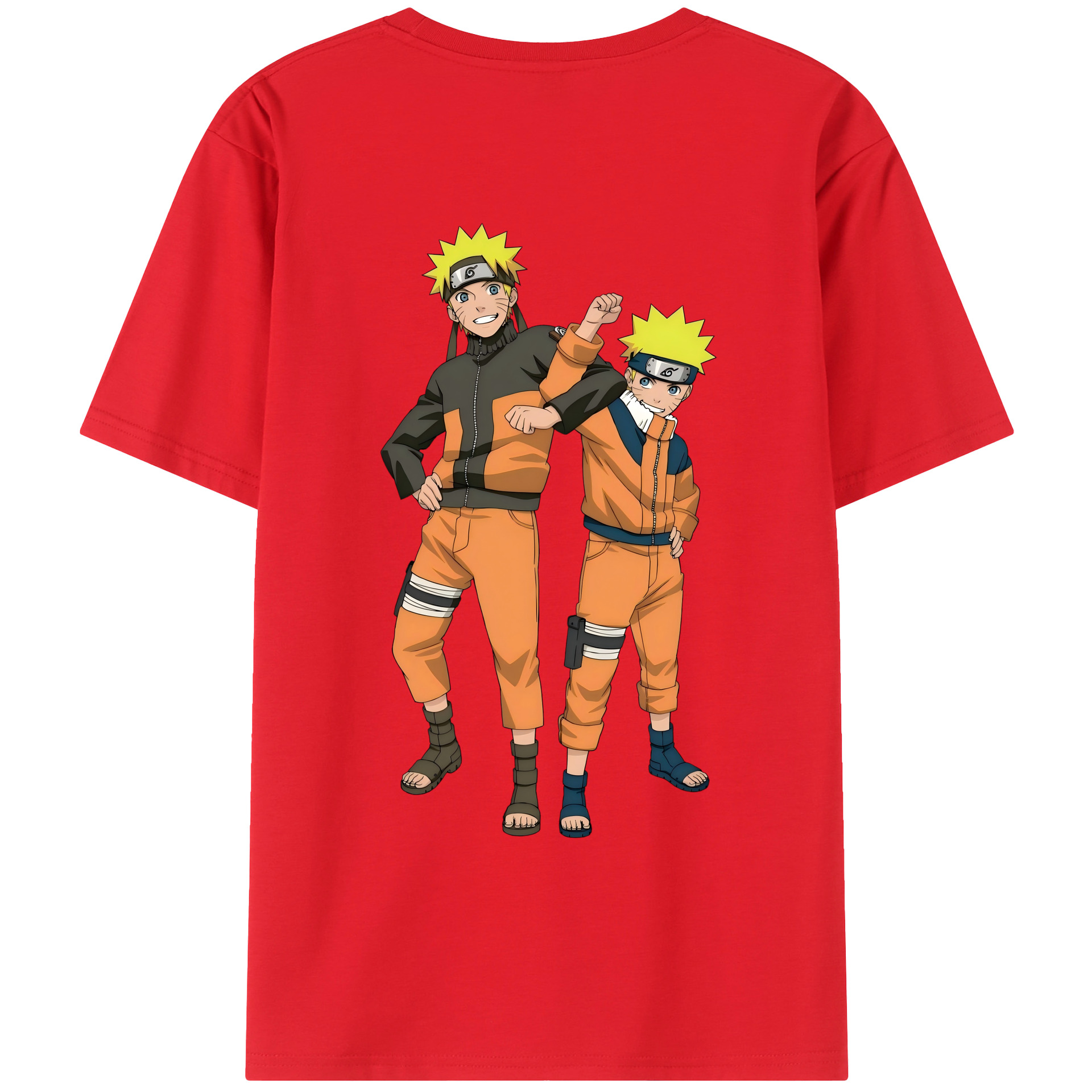 （画像用） NARUTO -ナルト- うずまき ナルト Uzumaki Naruto 綿100％ メンズ半袖Tシャツ（バックプリント） 通気性