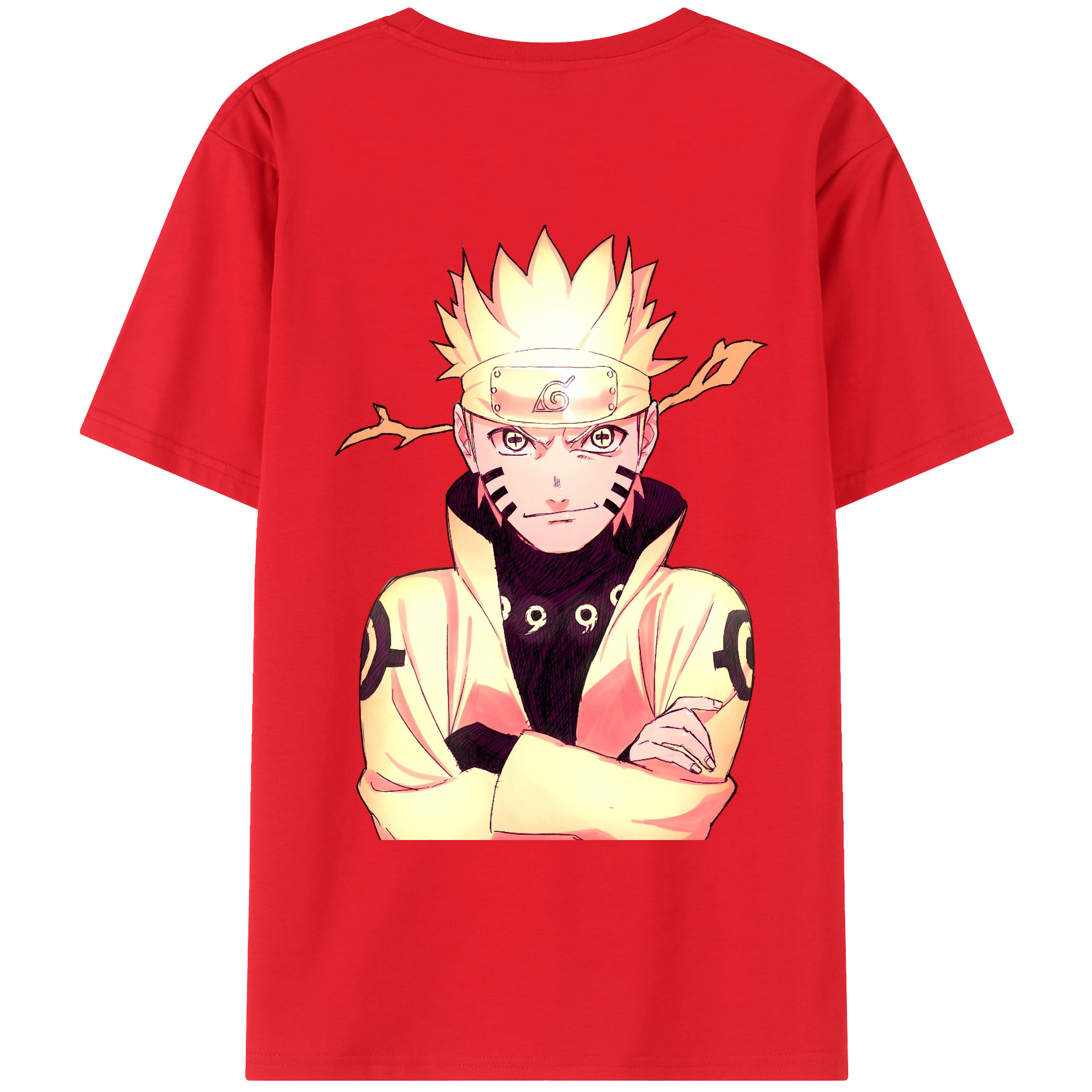（画像用） NARUTO -ナルト- うずまき ナルト Uzumaki Naruto 綿100％ メンズ半袖Tシャツ（バックプリント） 通気性