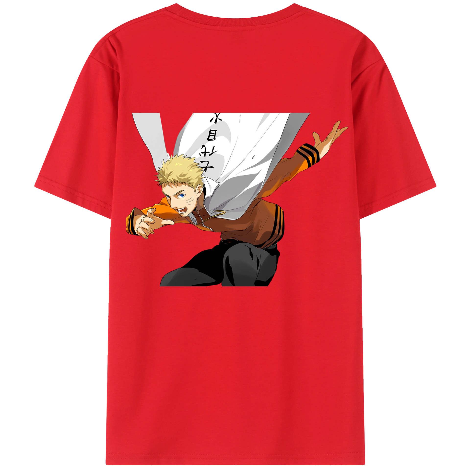 （画像用） NARUTO -ナルト- うずまき ナルト Uzumaki Naruto 綿100％ メンズ半袖Tシャツ（バックプリント） 通気性