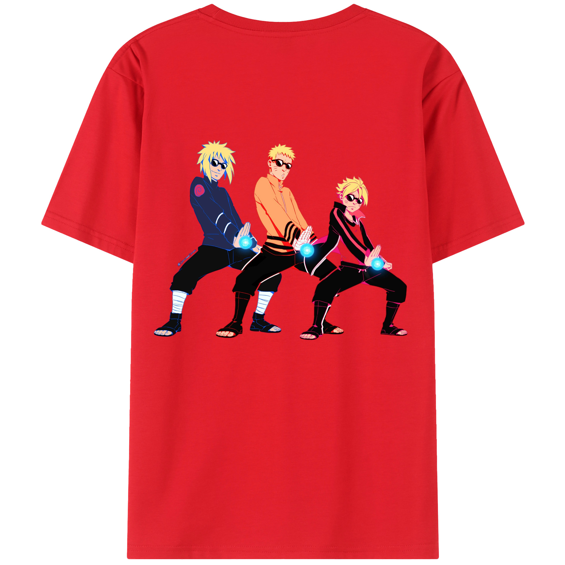 （画像用） NARUTO -ナルト- うずまき ナルト Uzumaki Naruto 綿100％ メンズ半袖Tシャツ（バックプリント） 通気性