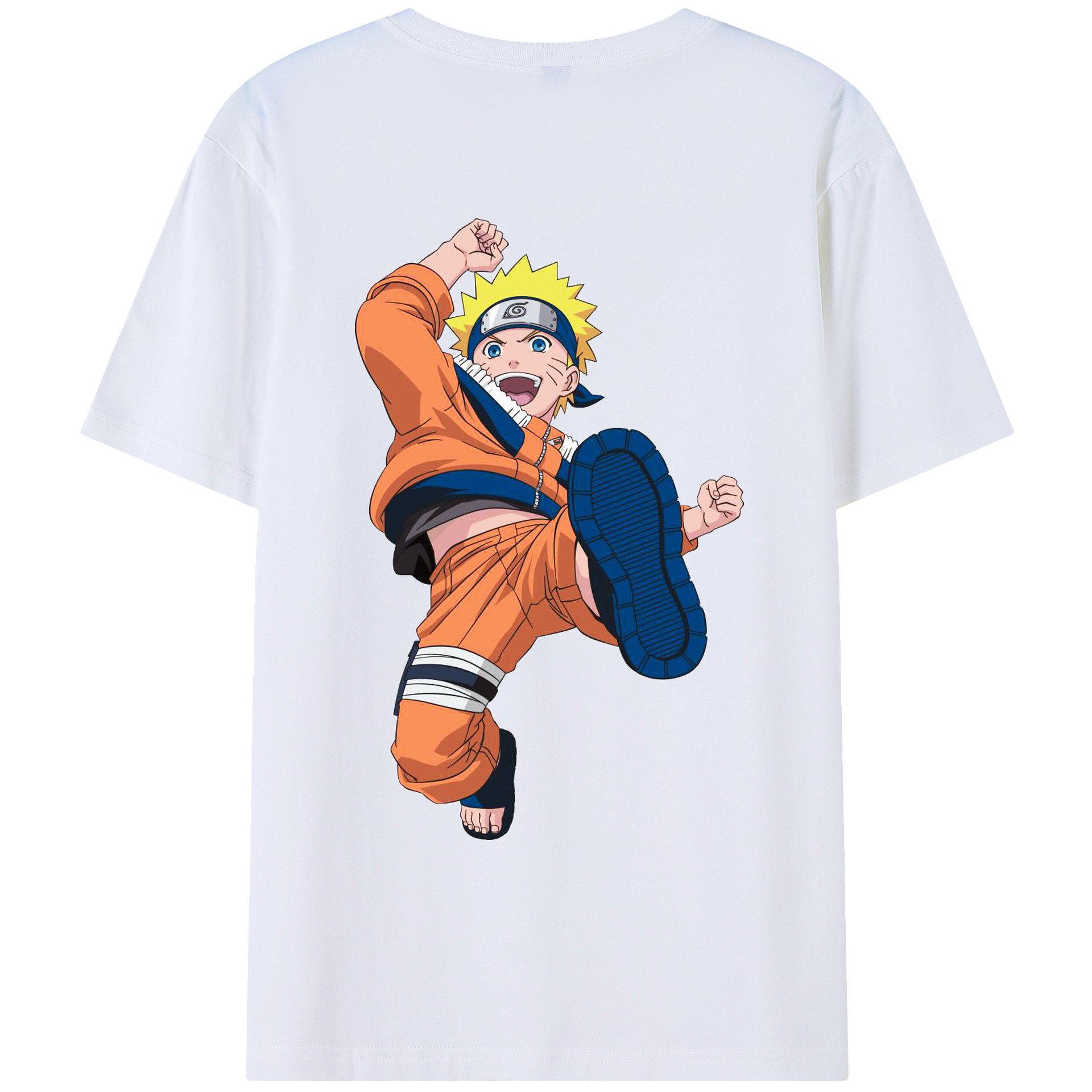 （画像用） NARUTO -ナルト- うずまき ナルト Uzumaki Naruto 綿100％ メンズ半袖Tシャツ（バックプリント） 通気性