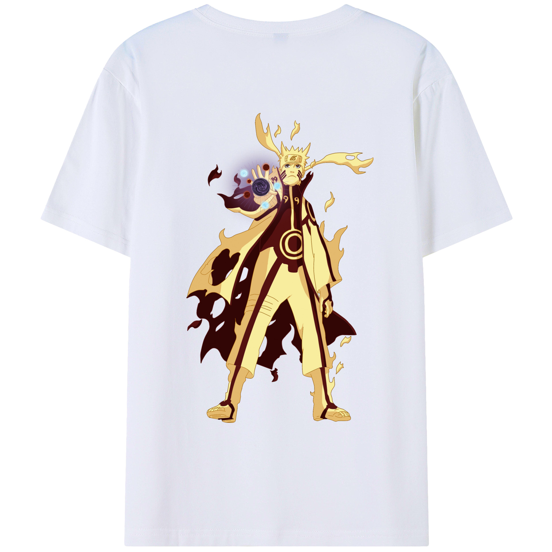 （画像用） NARUTO -ナルト- うずまき ナルト Uzumaki Naruto 綿100％ メンズ半袖Tシャツ（バックプリント） 通気性