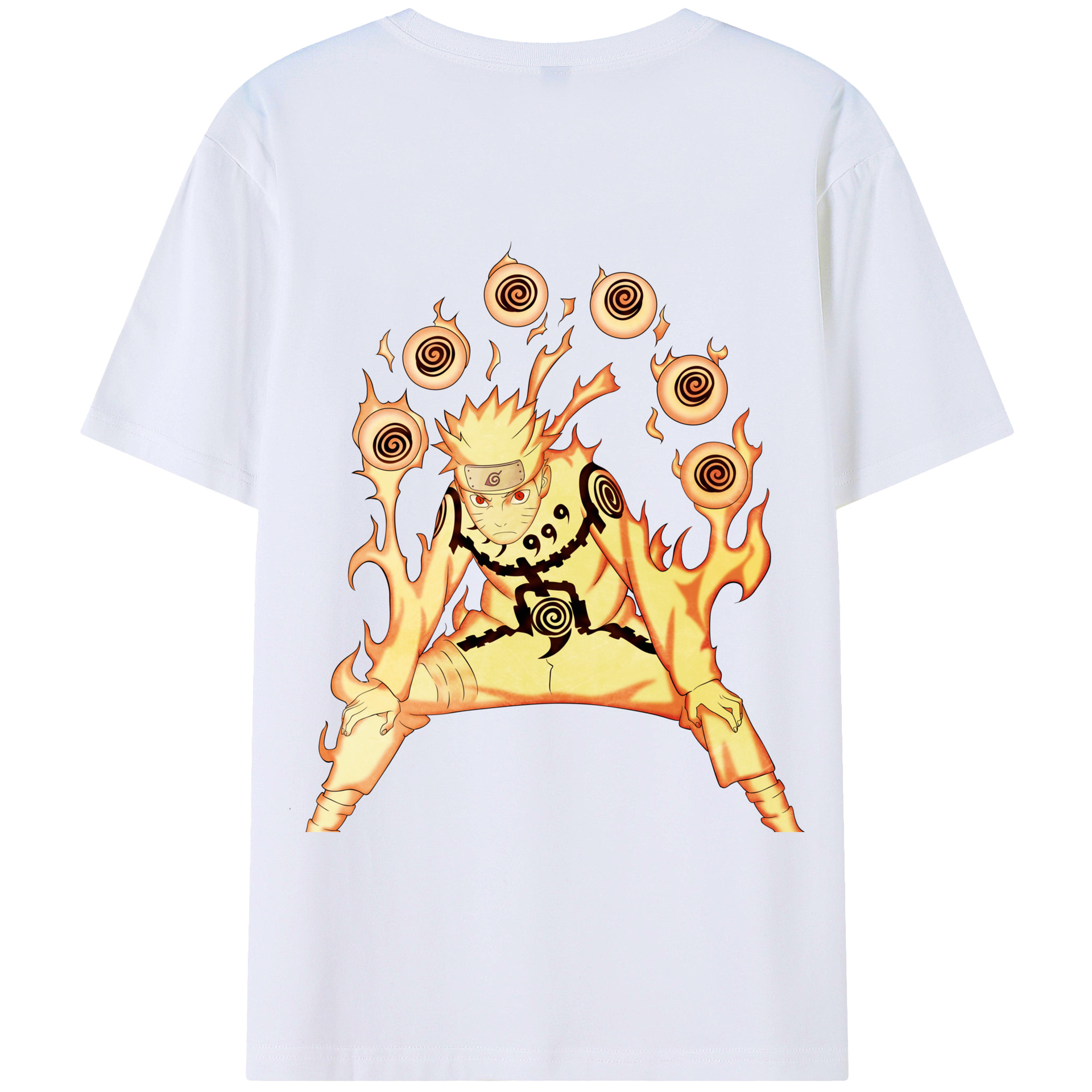 （画像用） NARUTO -ナルト- うずまき ナルト Uzumaki Naruto 綿100％ メンズ半袖Tシャツ（バックプリント） 通気性