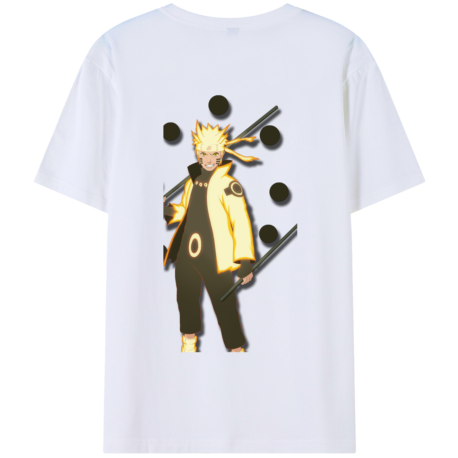 （画像用） NARUTO -ナルト- うずまき ナルト Uzumaki Naruto 綿100％ メンズ半袖Tシャツ（バックプリント） 通気性