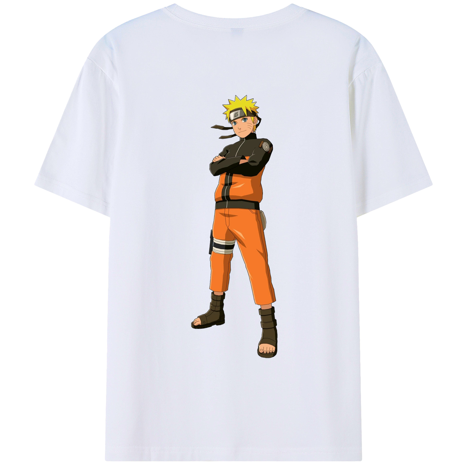 （画像用） NARUTO -ナルト- うずまき ナルト Uzumaki Naruto 綿100％ メンズ半袖Tシャツ（バックプリント） 通気性