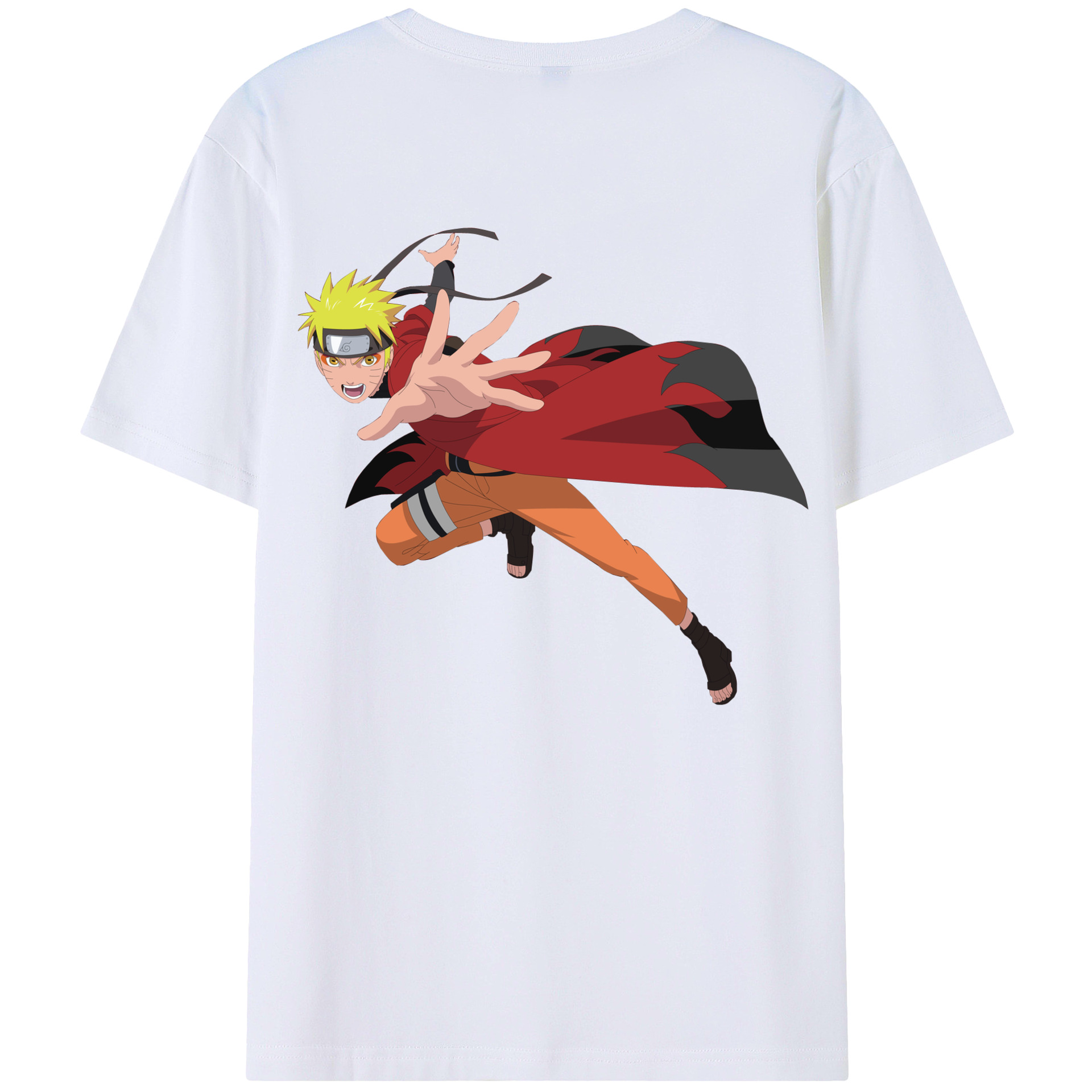 （画像用） NARUTO -ナルト- うずまき ナルト Uzumaki Naruto 綿100％ メンズ半袖Tシャツ（バックプリント） 通気性