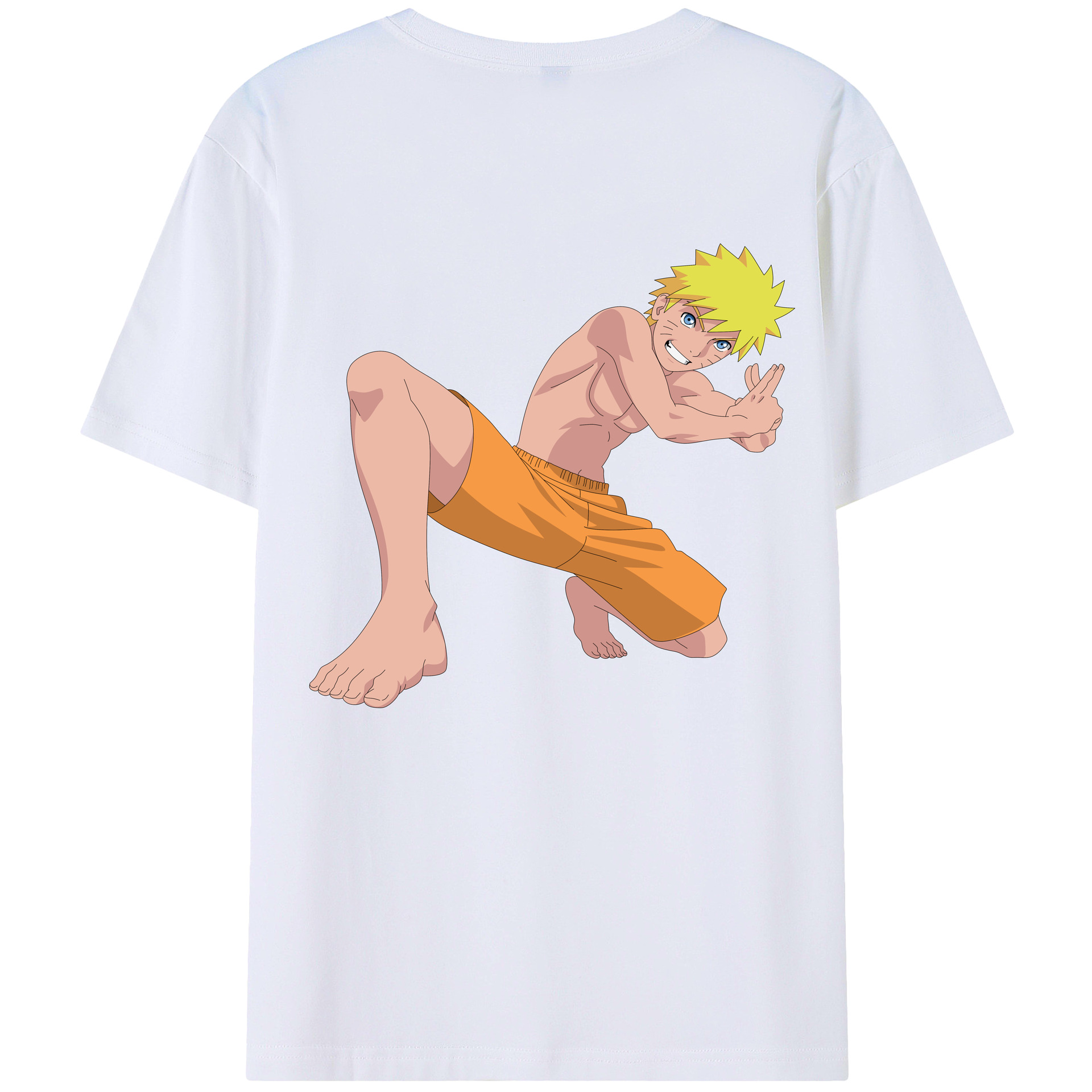 （画像用） NARUTO -ナルト- うずまき ナルト Uzumaki Naruto 綿100％ メンズ半袖Tシャツ（バックプリント） 通気性