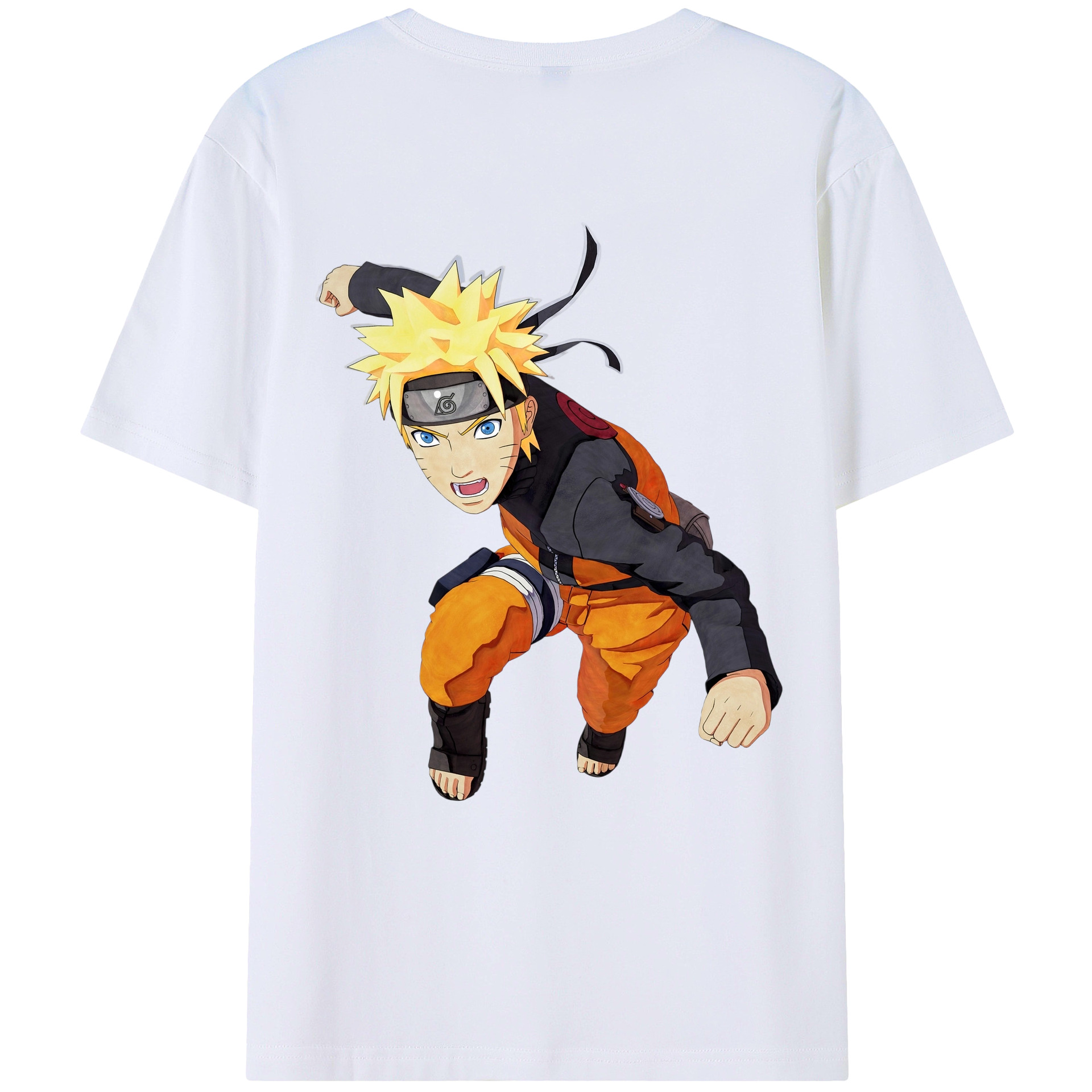 （画像用） NARUTO -ナルト- うずまき ナルト Uzumaki Naruto 綿100％ メンズ半袖Tシャツ（バックプリント） 通気性