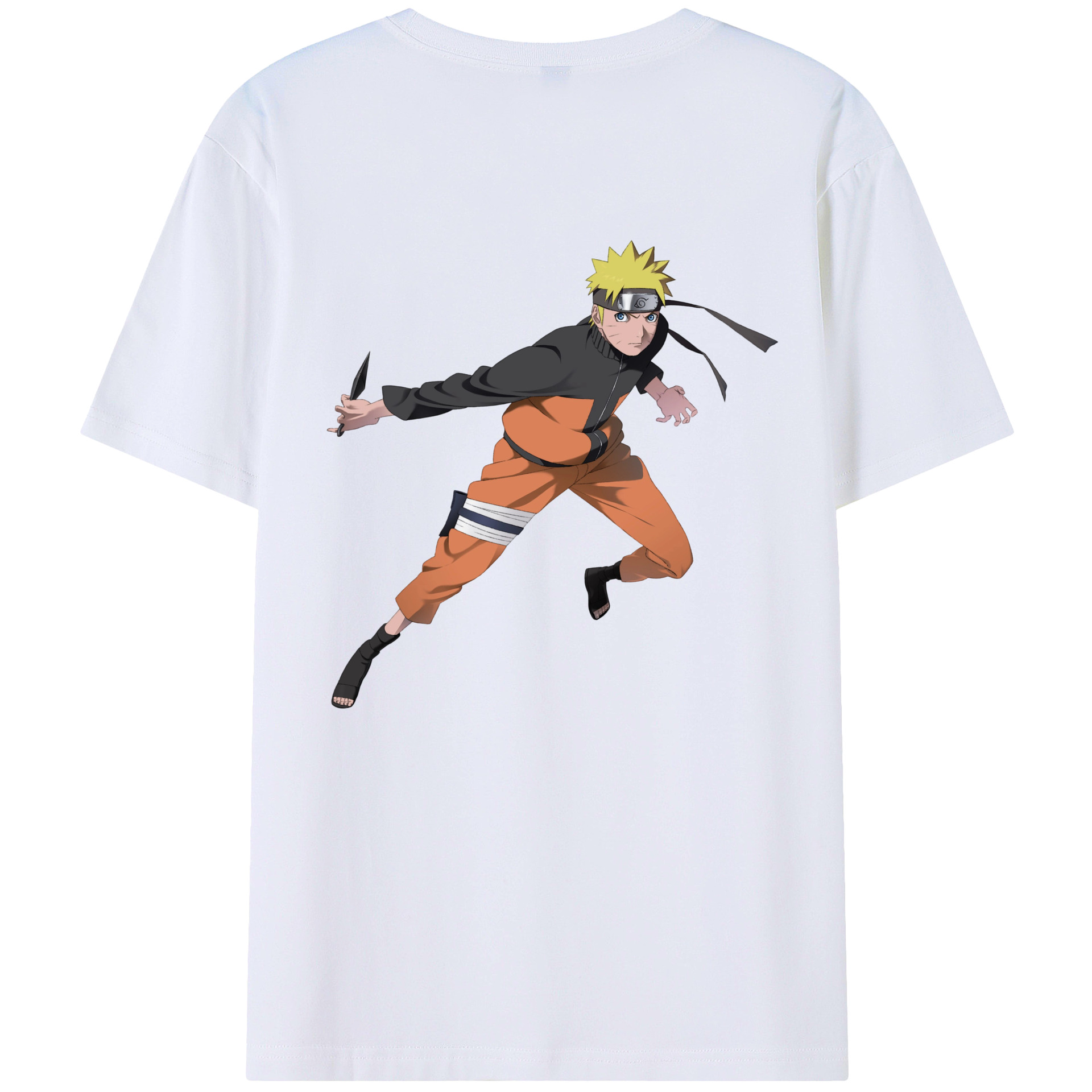 （画像用） NARUTO -ナルト- うずまき ナルト Uzumaki Naruto 綿100％ メンズ半袖Tシャツ（バックプリント） 通気性