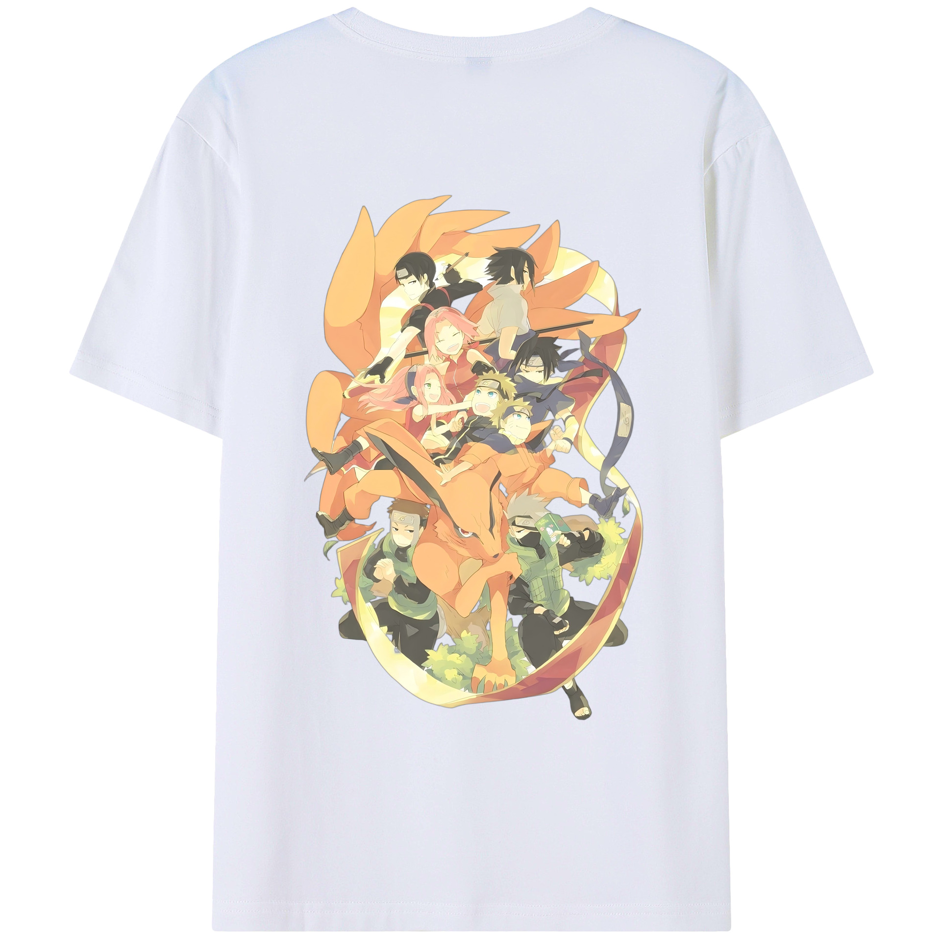 （画像用） NARUTO -ナルト- うずまき ナルト Uzumaki Naruto 綿100％ メンズ半袖Tシャツ（バックプリント） 通気性