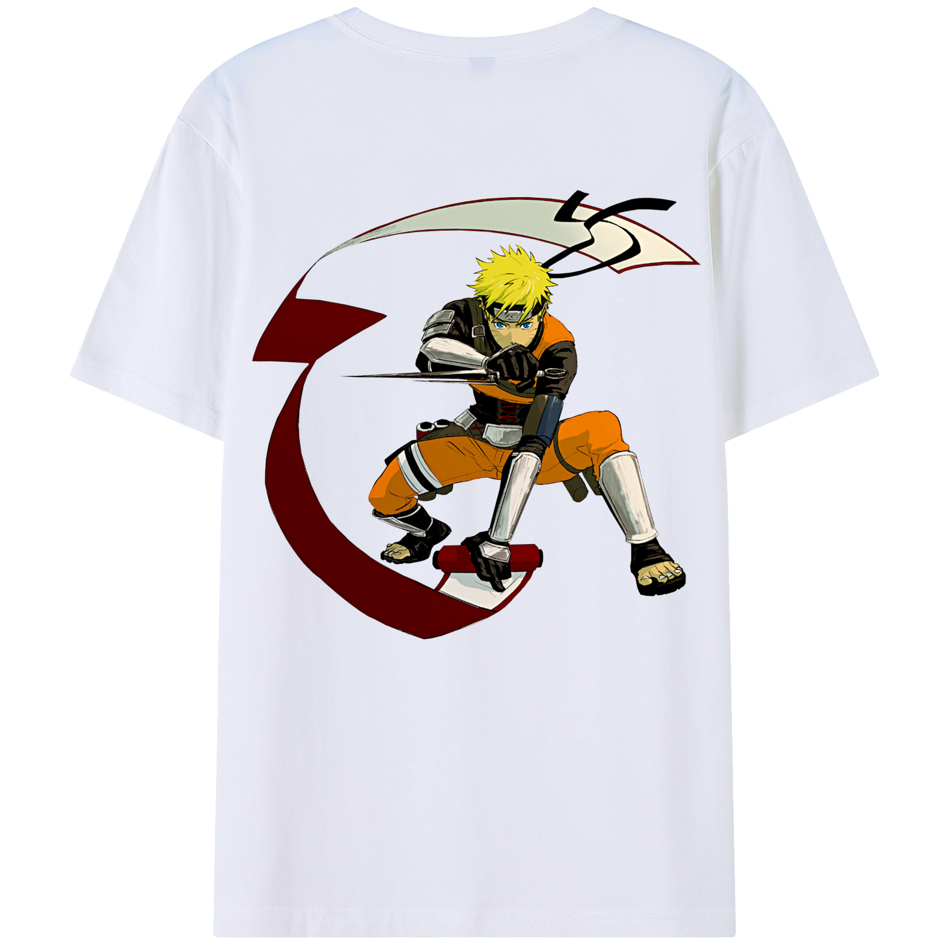 （画像用） NARUTO -ナルト- うずまき ナルト Uzumaki Naruto 綿100％ メンズ半袖Tシャツ（バックプリント） 通気性