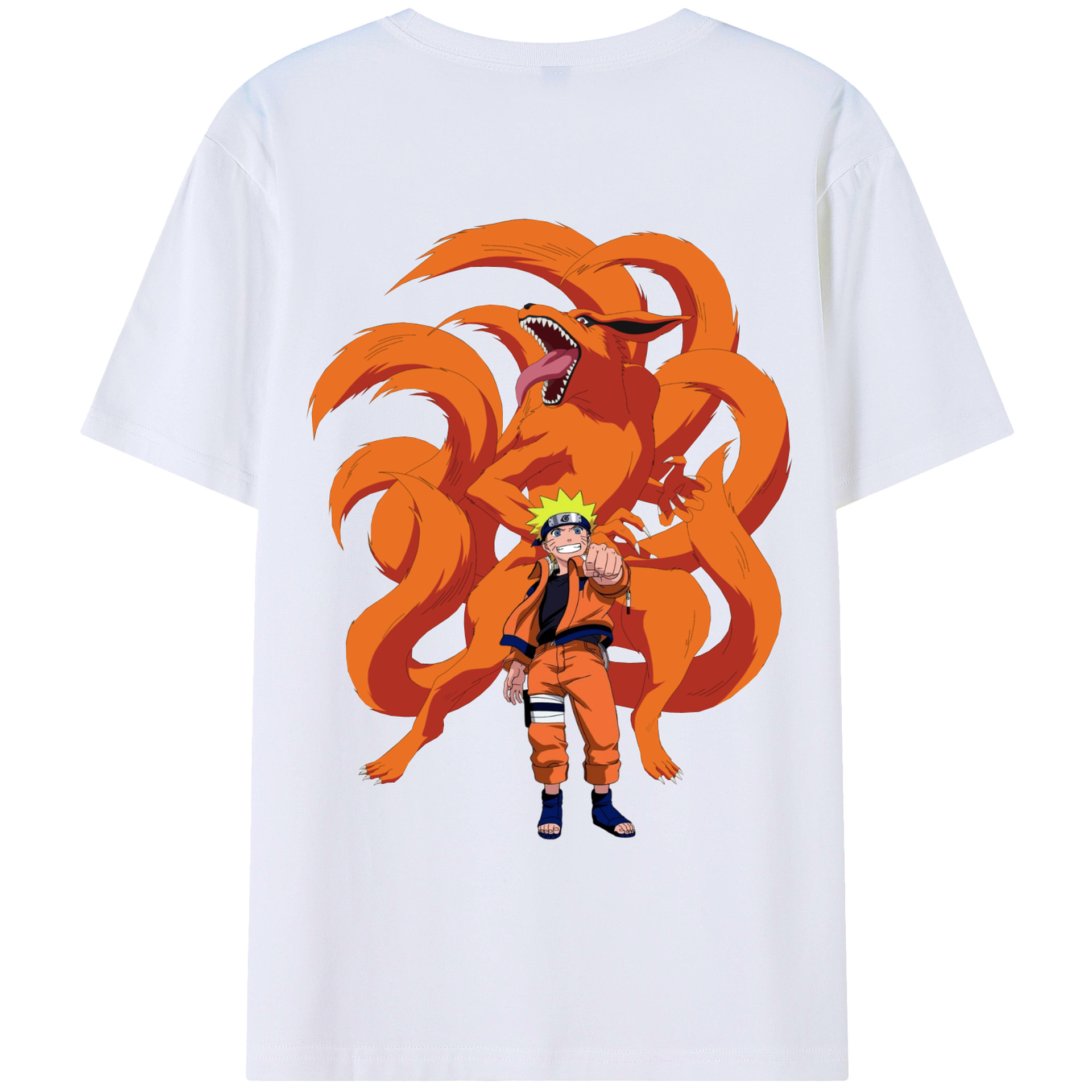 （画像用） NARUTO -ナルト- うずまき ナルト Uzumaki Naruto 綿100％ メンズ半袖Tシャツ（バックプリント） 通気性