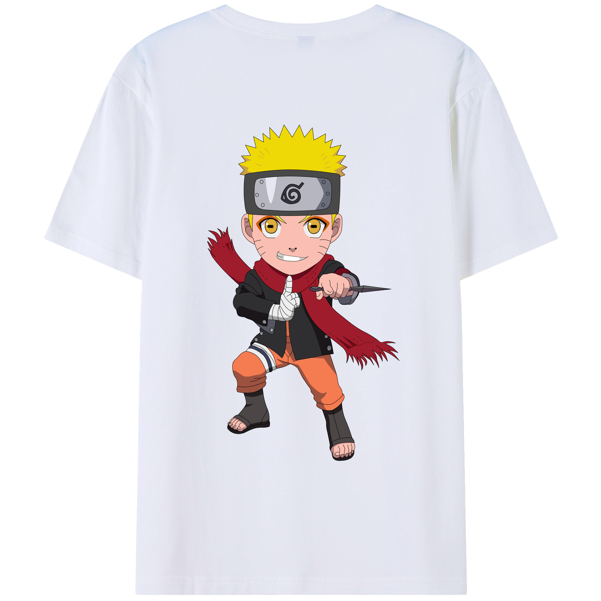 （画像用） NARUTO -ナルト- うずまき ナルト Uzumaki Naruto 綿100％ メンズ半袖Tシャツ（バックプリント） 通気性