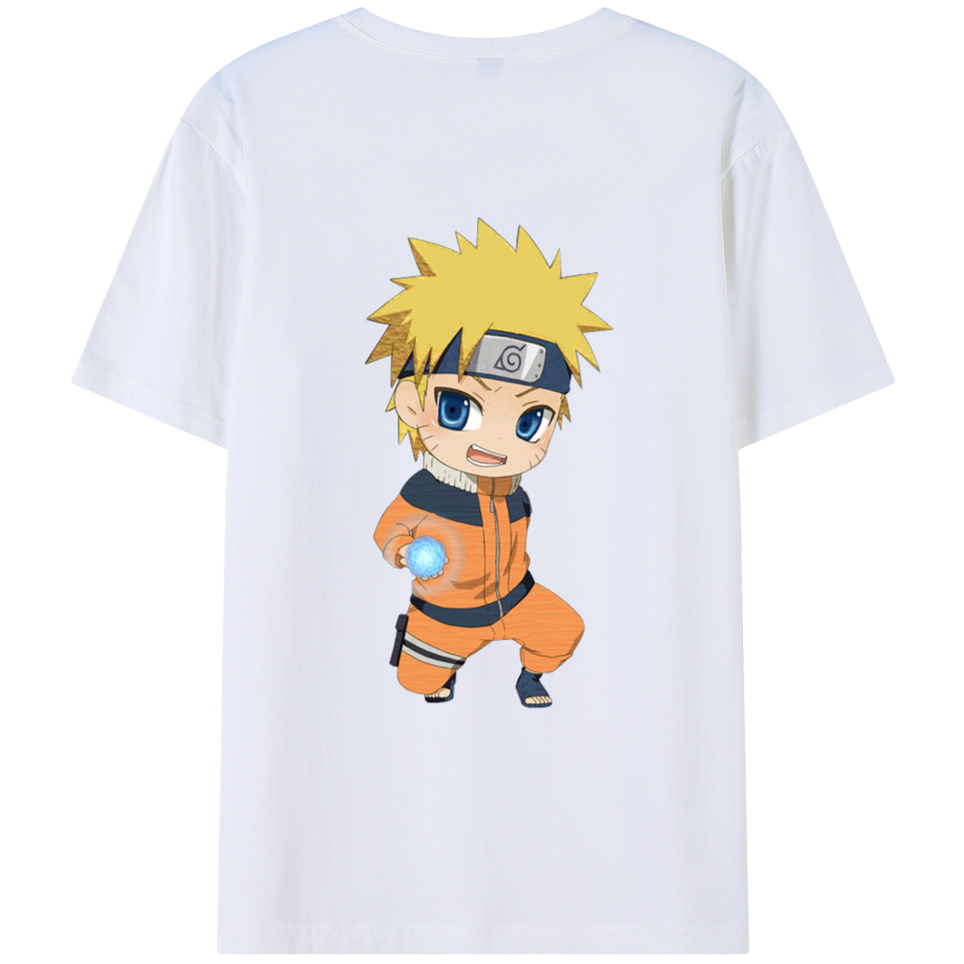 （画像用） NARUTO -ナルト- うずまき ナルト Uzumaki Naruto 綿100％ メンズ半袖Tシャツ（バックプリント） 通気性