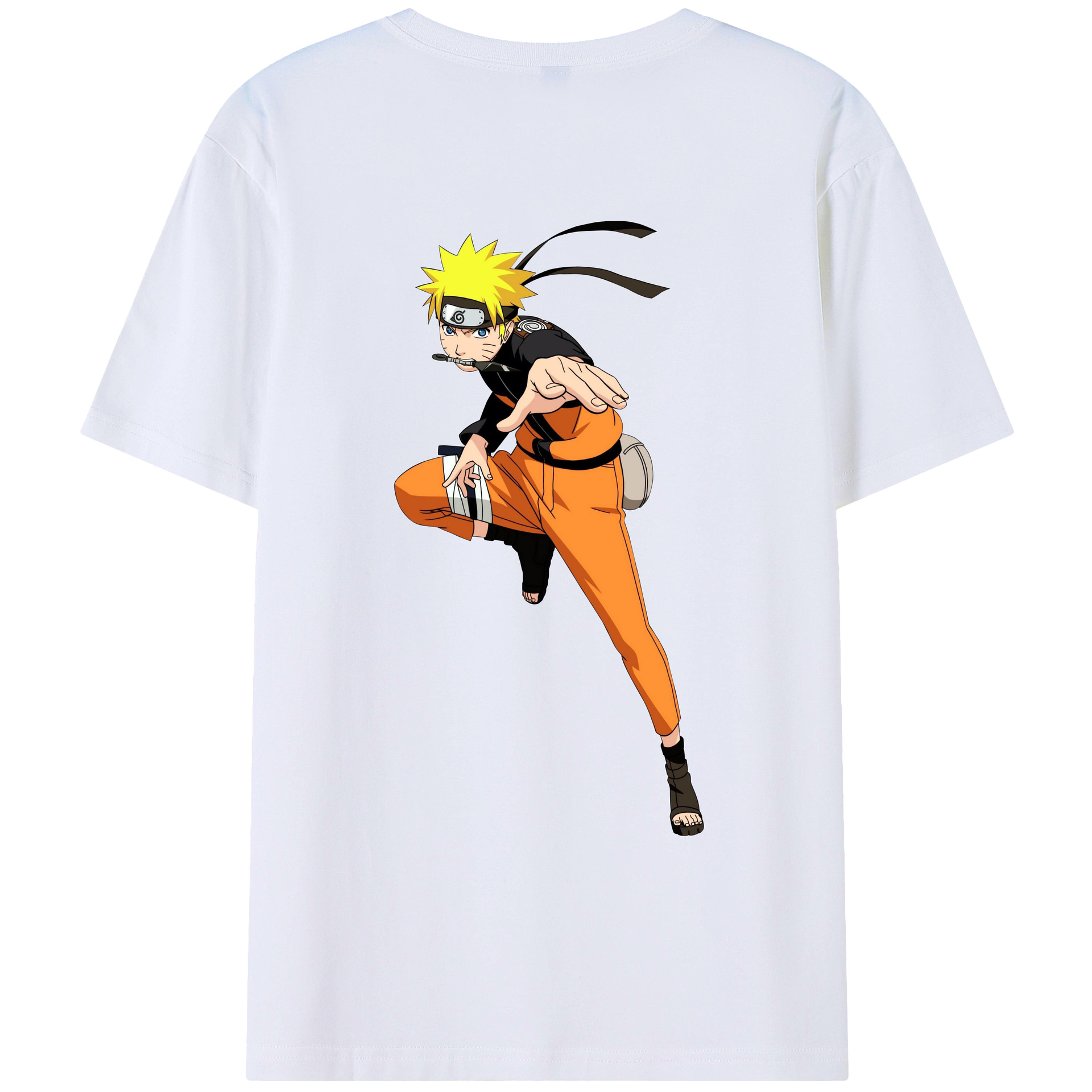 （画像用） NARUTO -ナルト- うずまき ナルト Uzumaki Naruto 綿100％ メンズ半袖Tシャツ（バックプリント） 通気性