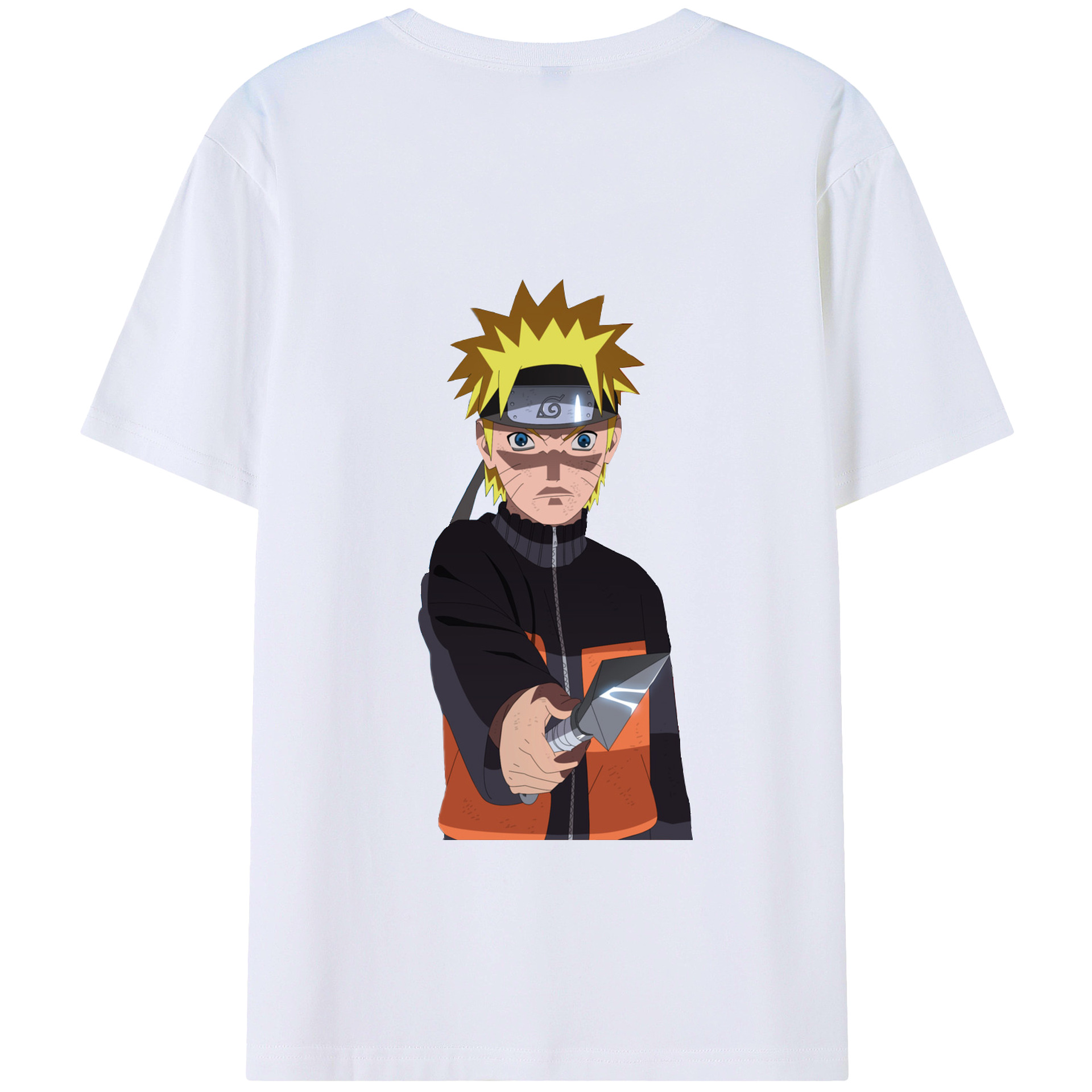 （画像用） NARUTO -ナルト- うずまき ナルト Uzumaki Naruto 綿100％ メンズ半袖Tシャツ（バックプリント） 通気性