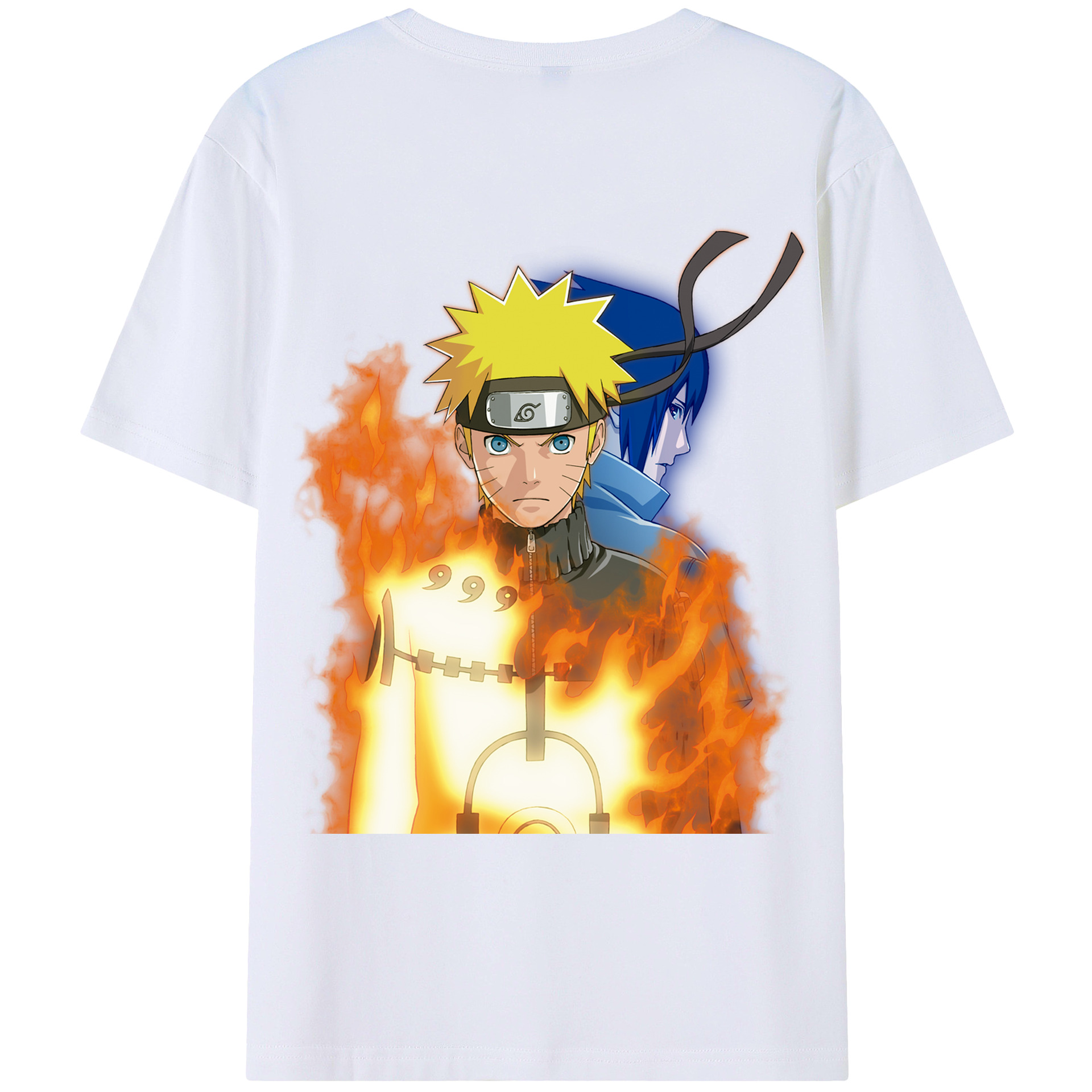 （画像用） NARUTO -ナルト- うずまき ナルト Uzumaki Naruto 綿100％ メンズ半袖Tシャツ（バックプリント） 通気性