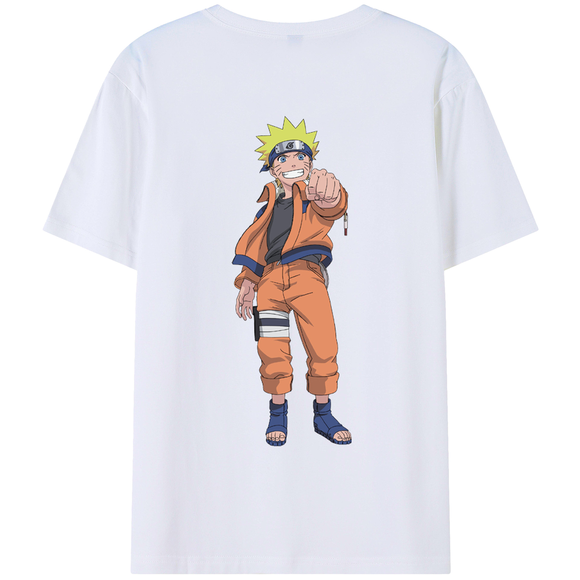 （画像用） NARUTO -ナルト- うずまき ナルト Uzumaki Naruto 綿100％ メンズ半袖Tシャツ（バックプリント） 通気性