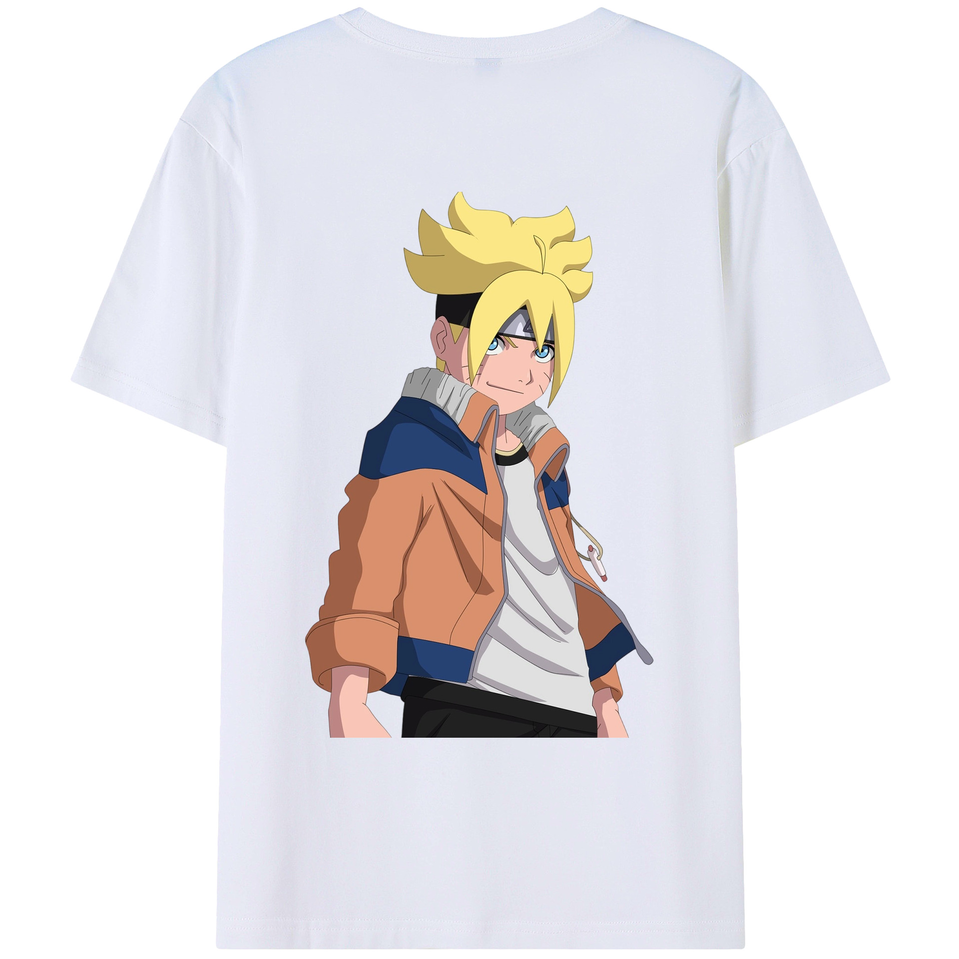 （画像用） NARUTO -ナルト- うずまき ナルト Uzumaki Naruto 綿100％ メンズ半袖Tシャツ（バックプリント） 通気性