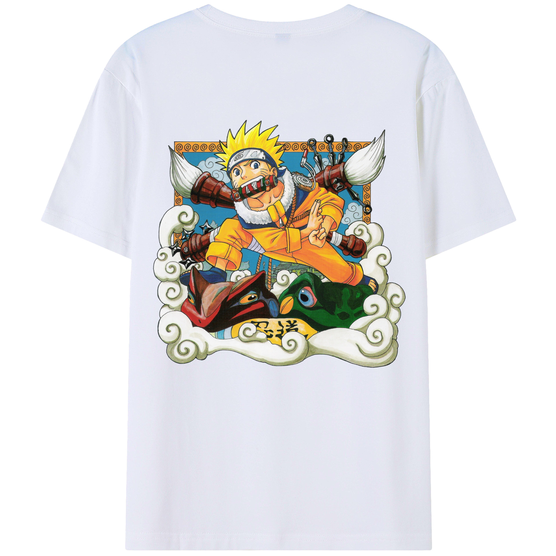 （画像用） NARUTO -ナルト- うずまき ナルト Uzumaki Naruto 綿100％ メンズ半袖Tシャツ（バックプリント） 通気性