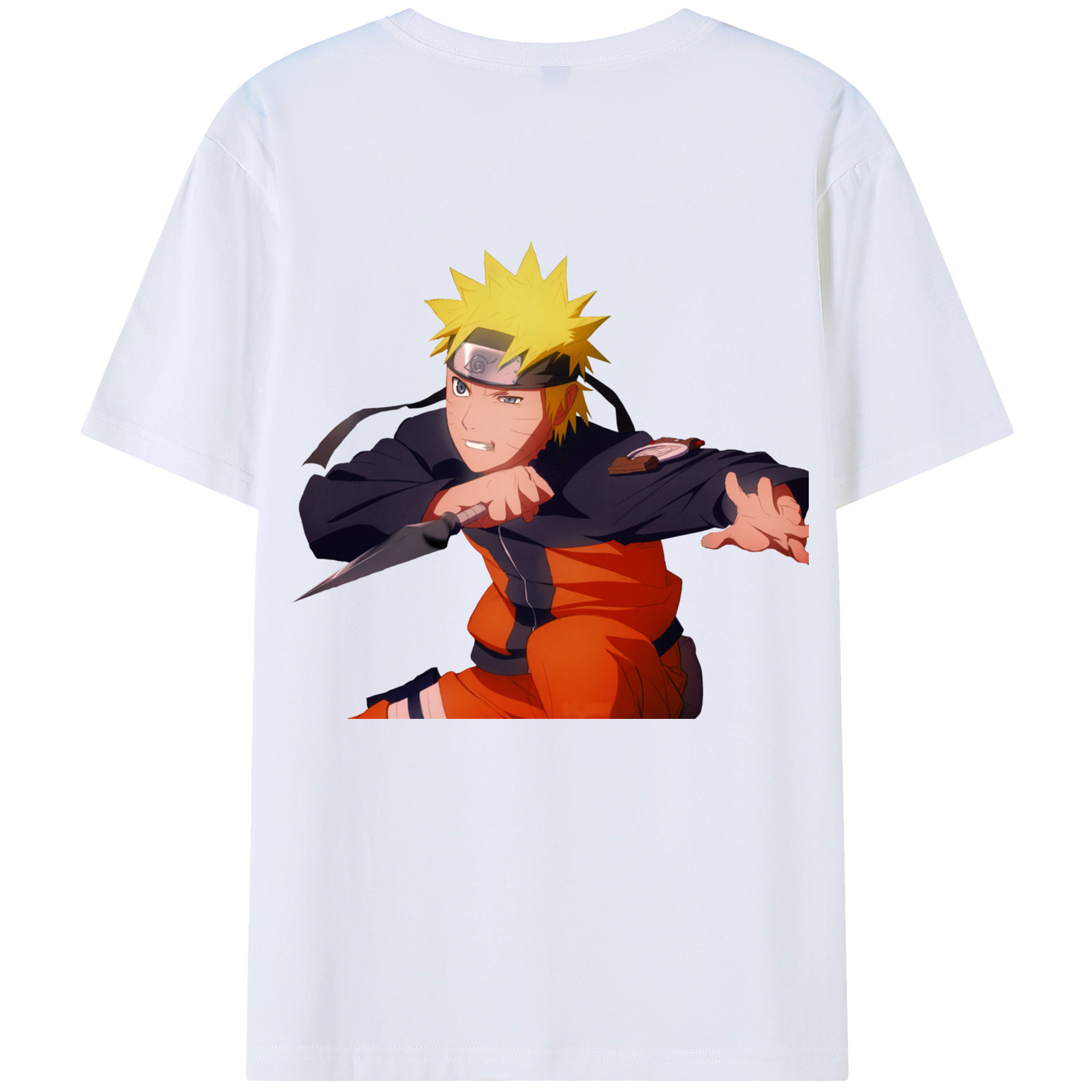 （画像用） NARUTO -ナルト- うずまき ナルト Uzumaki Naruto 綿100％ メンズ半袖Tシャツ（バックプリント） 通気性