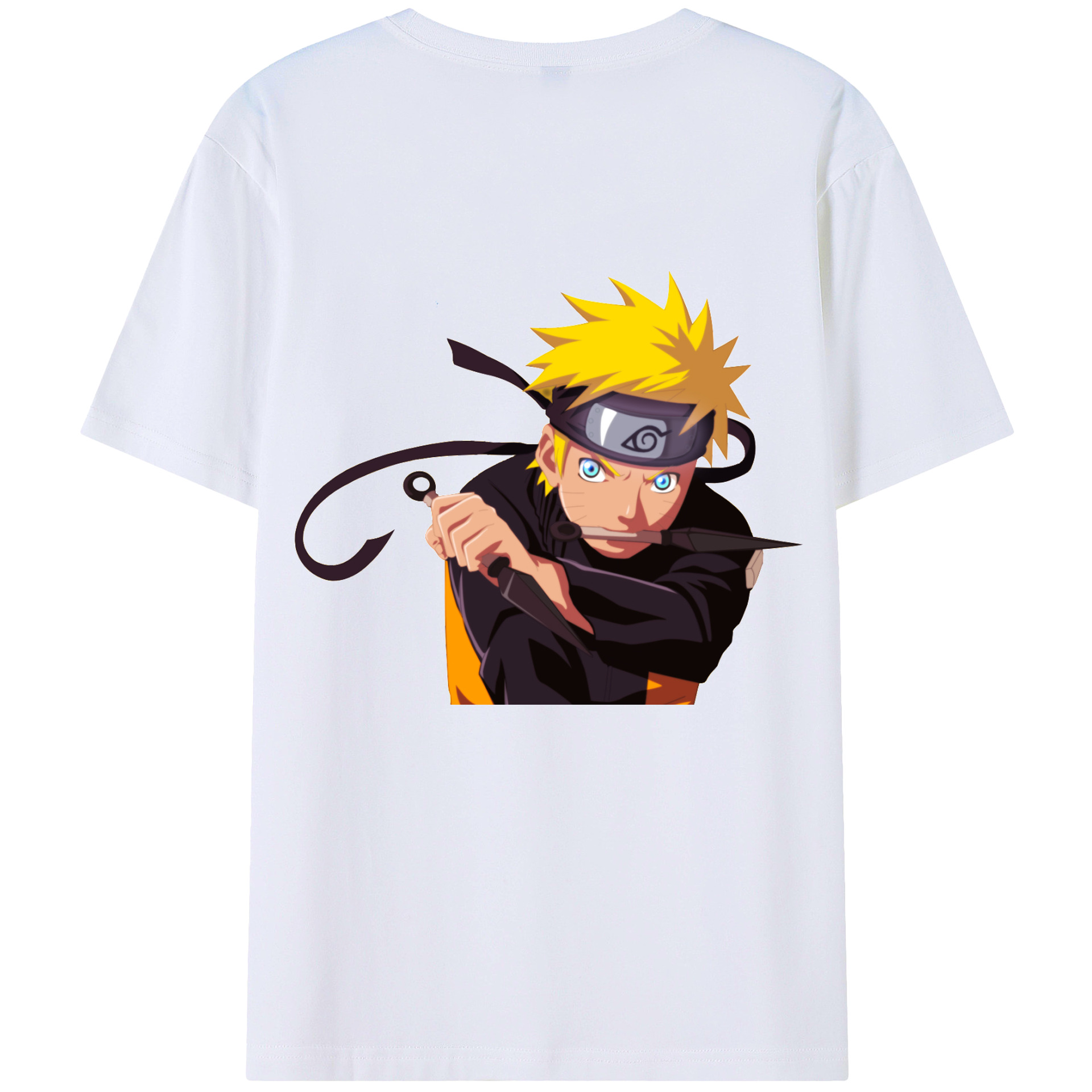 （画像用） NARUTO -ナルト- うずまき ナルト Uzumaki Naruto 綿100％ メンズ半袖Tシャツ（バックプリント） 通気性