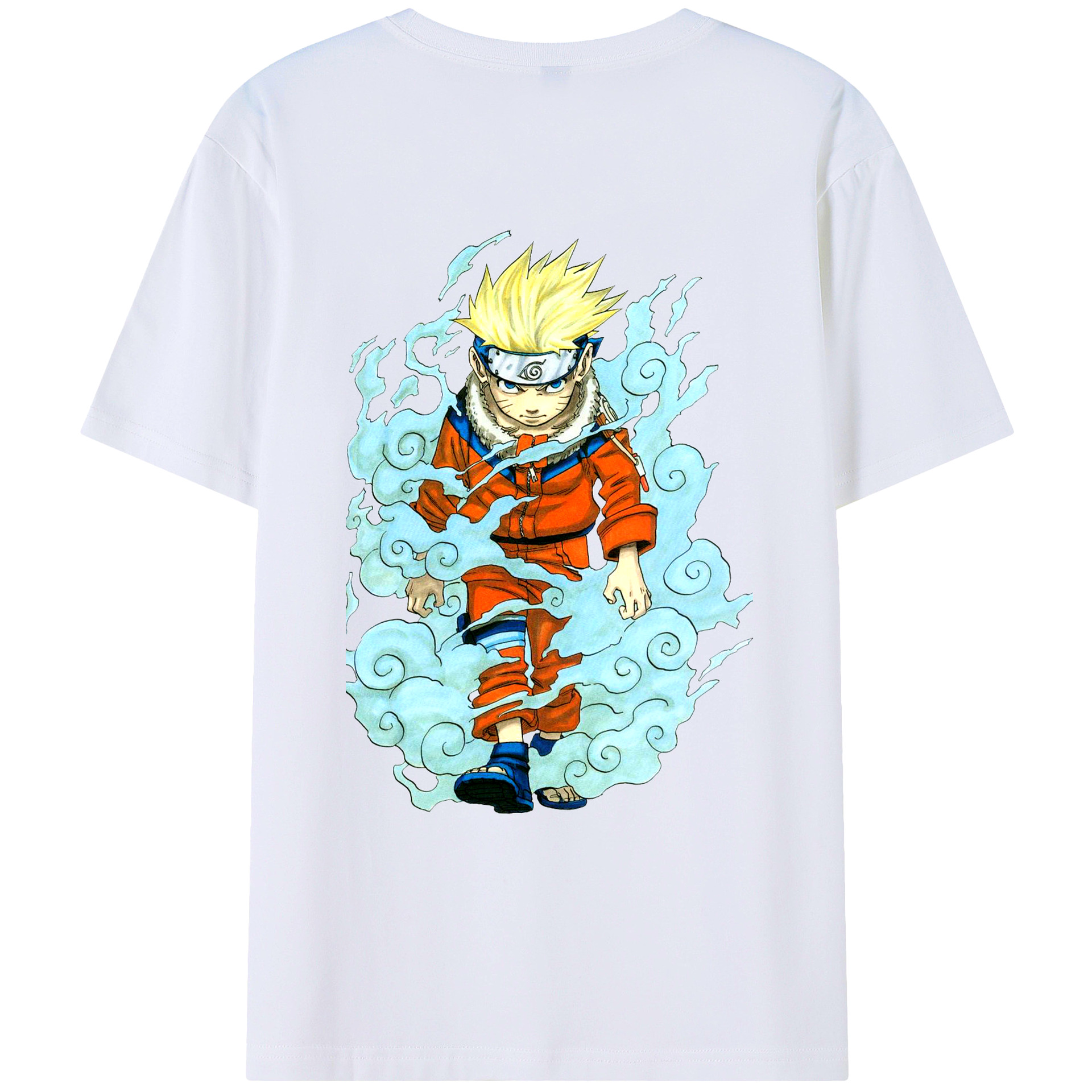 （画像用） NARUTO -ナルト- うずまき ナルト Uzumaki Naruto 綿100％ メンズ半袖Tシャツ（バックプリント） 通気性