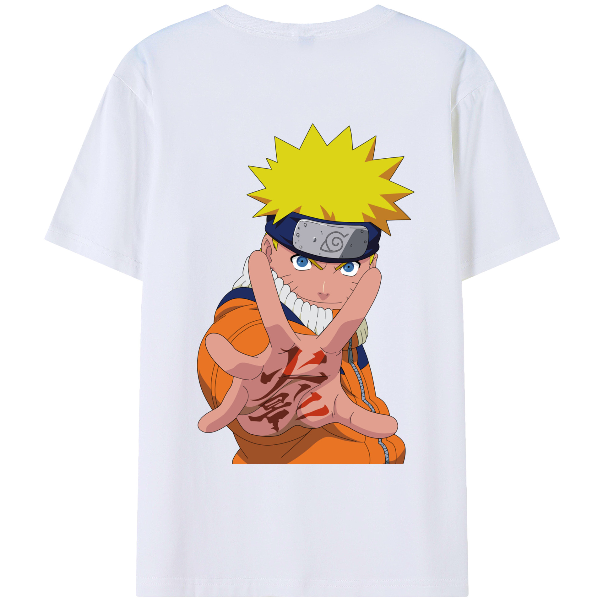 （画像用） NARUTO -ナルト- うずまき ナルト Uzumaki Naruto 綿100％ メンズ半袖Tシャツ（バックプリント） 通気性