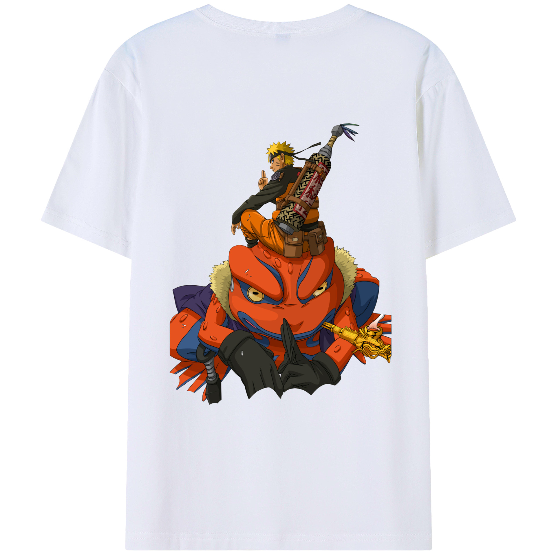 （画像用） NARUTO -ナルト- うずまき ナルト Uzumaki Naruto 綿100％ メンズ半袖Tシャツ（バックプリント） 通気性