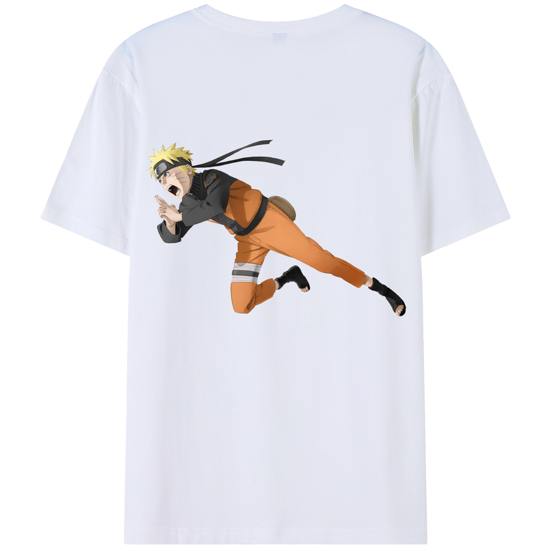 （画像用） NARUTO -ナルト- うずまき ナルト Uzumaki Naruto 綿100％ メンズ半袖Tシャツ（バックプリント） 通気性