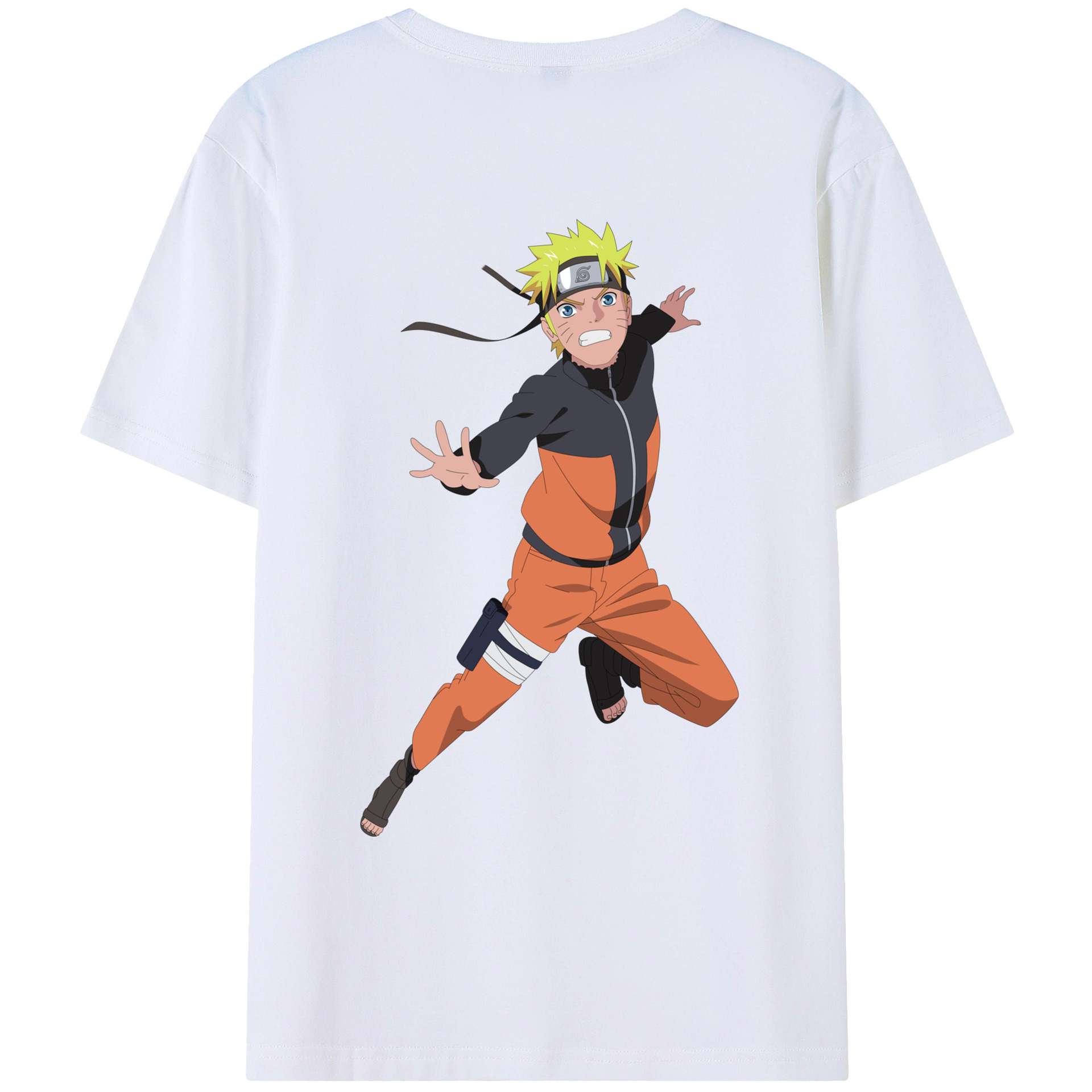 （画像用） NARUTO -ナルト- うずまき ナルト Uzumaki Naruto 綿100％ メンズ半袖Tシャツ（バックプリント） 通気性