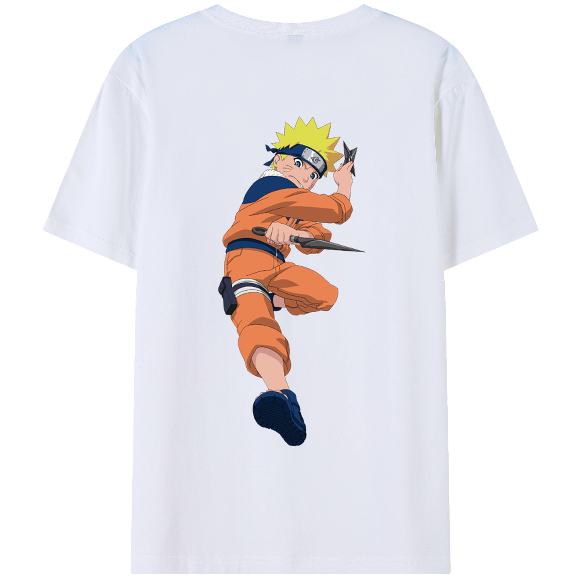 （画像用） NARUTO -ナルト- うずまき ナルト Uzumaki Naruto 綿100％ メンズ半袖Tシャツ（バックプリント） 通気性