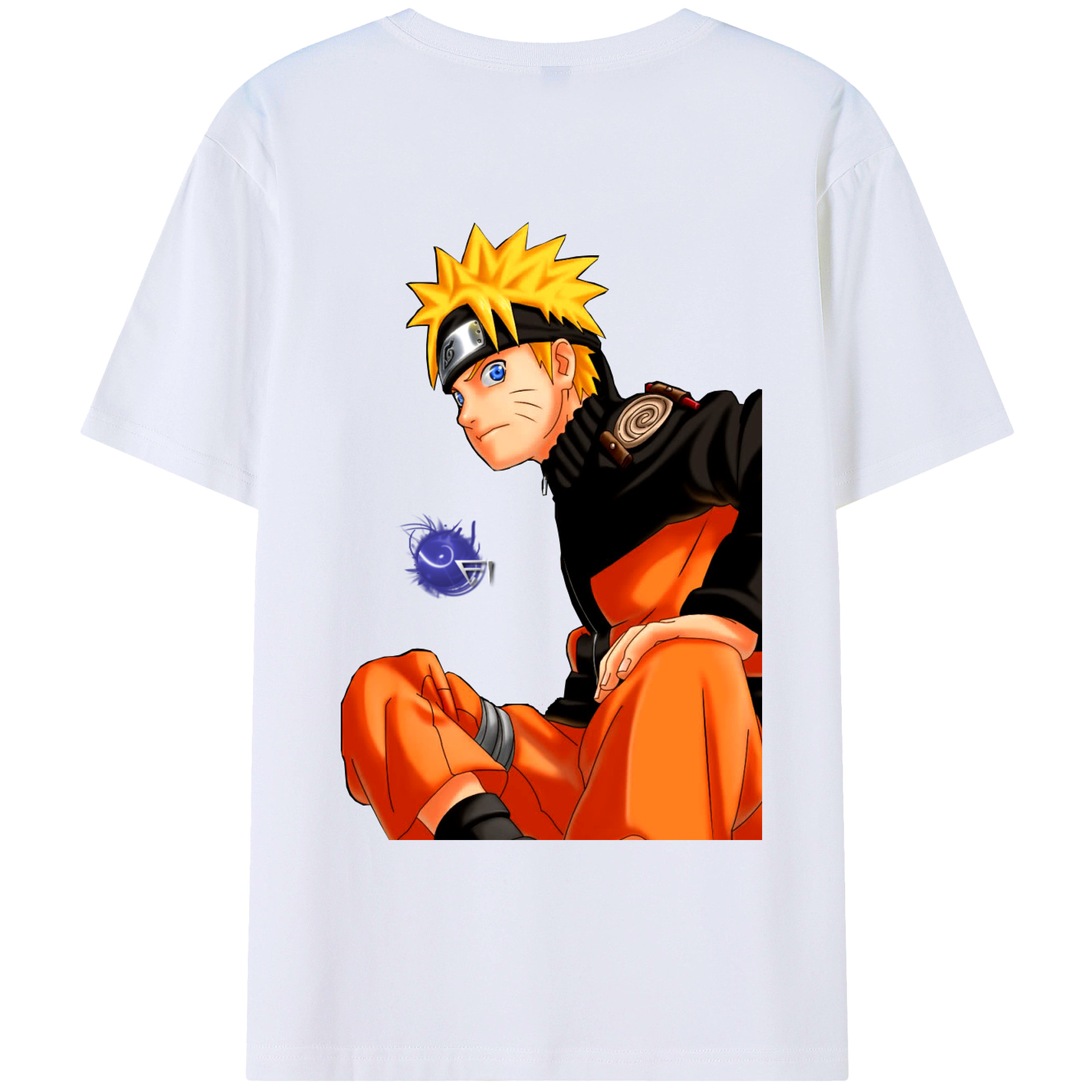 （画像用） NARUTO -ナルト- うずまき ナルト Uzumaki Naruto 綿100％ メンズ半袖Tシャツ（バックプリント） 通気性